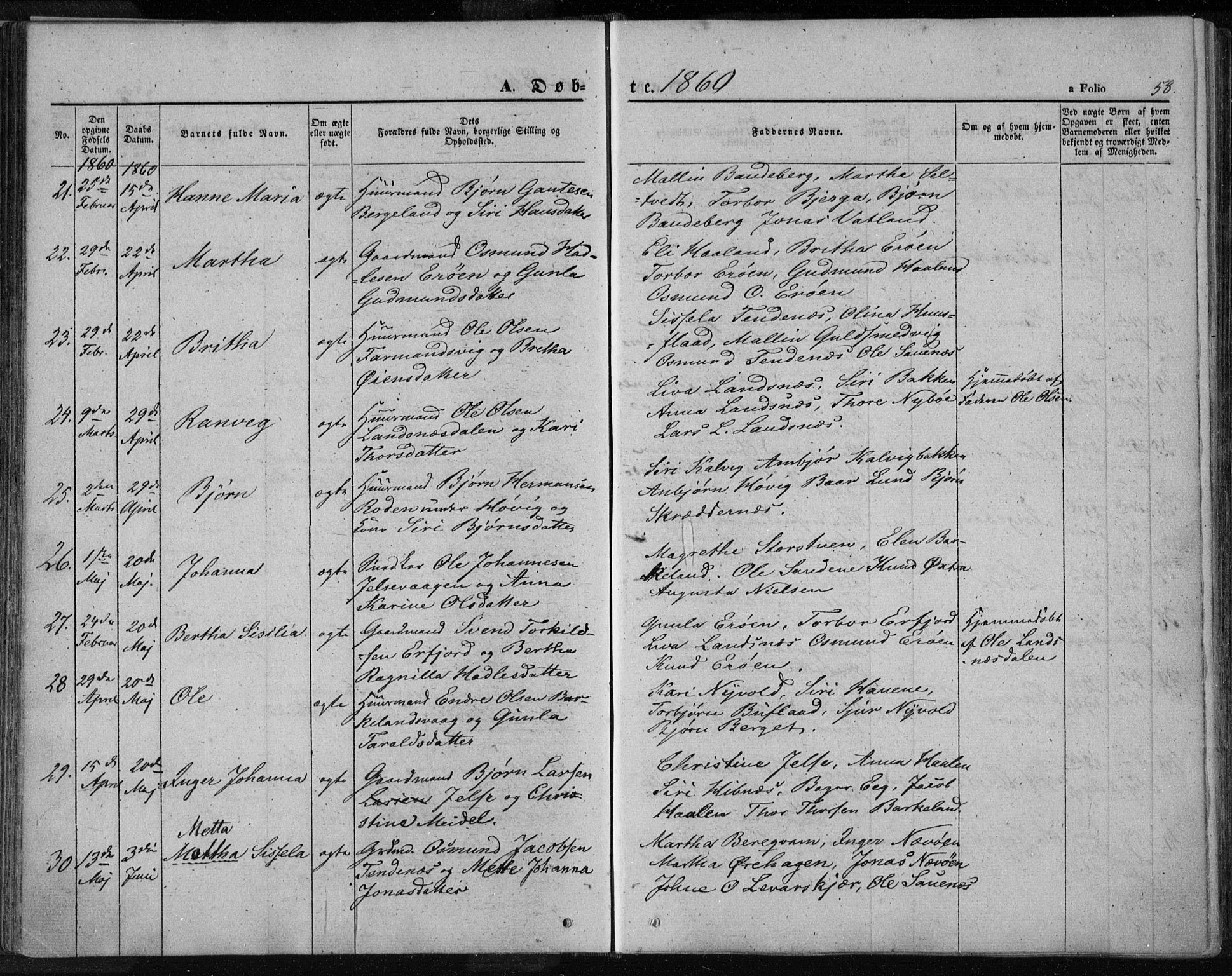 Jelsa sokneprestkontor, AV/SAST-A-101842/01/IV: Parish register (official) no. A 7, 1854-1866, p. 58