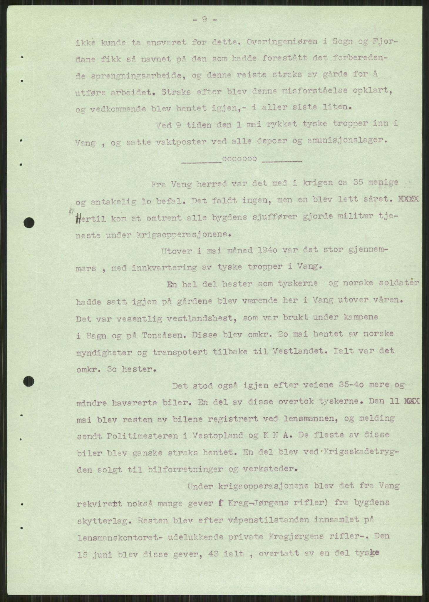 Forsvaret, Forsvarets krigshistoriske avdeling, AV/RA-RAFA-2017/Y/Ya/L0014: II-C-11-31 - Fylkesmenn.  Rapporter om krigsbegivenhetene 1940., 1940, p. 235