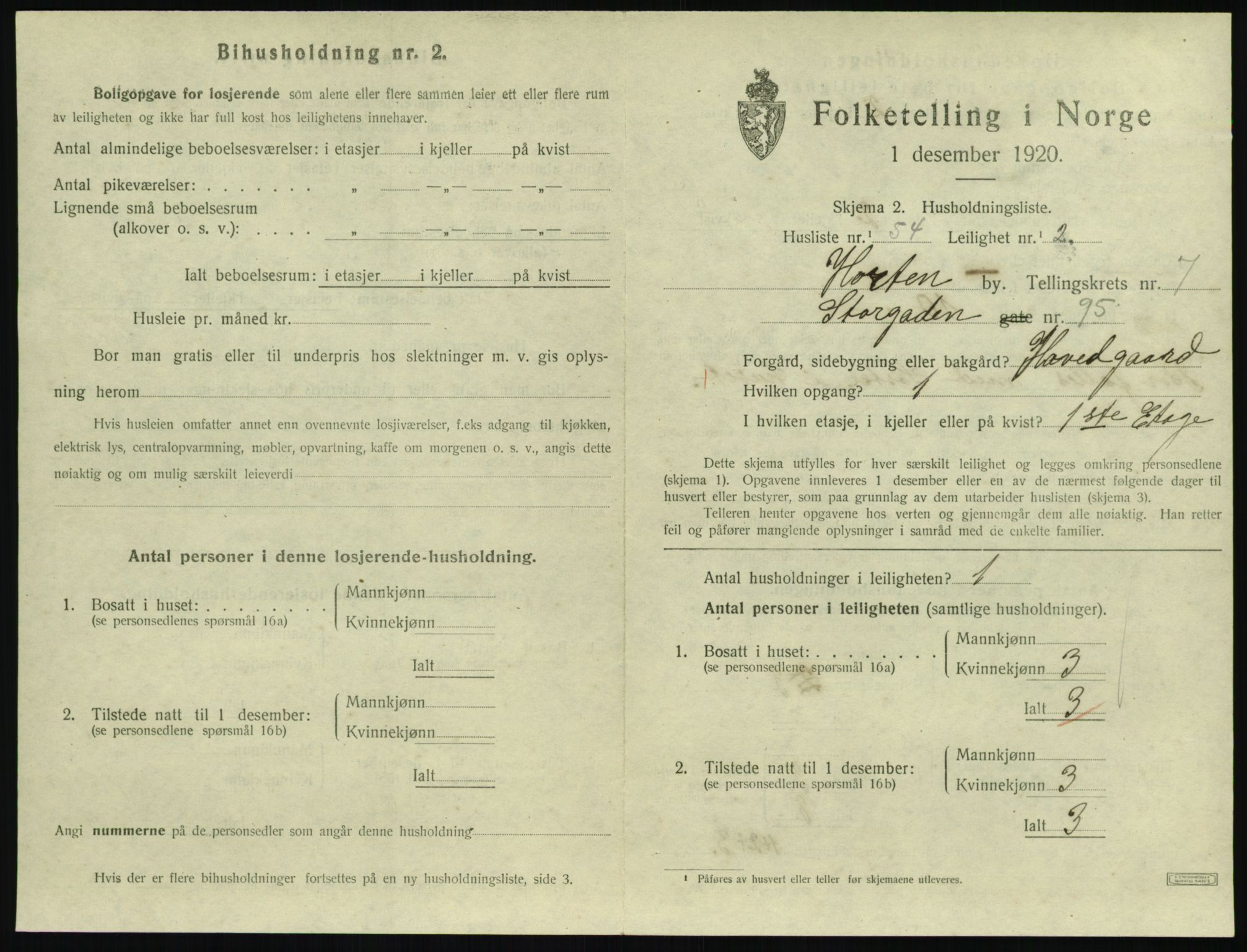 SAKO, 1920 census for Horten, 1920, p. 7411