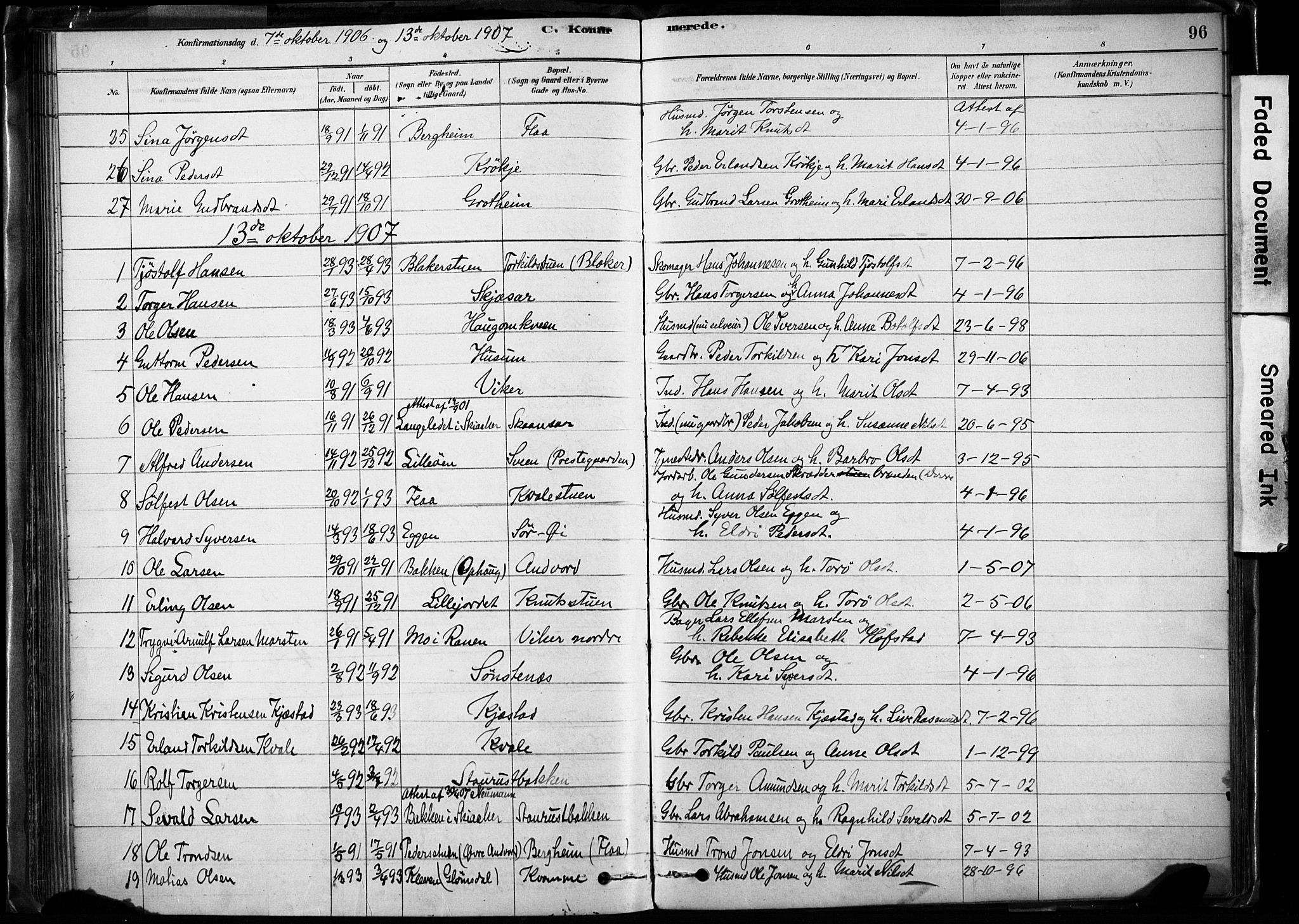 Lom prestekontor, SAH/PREST-070/K/L0009: Parish register (official) no. 9, 1878-1907, p. 96