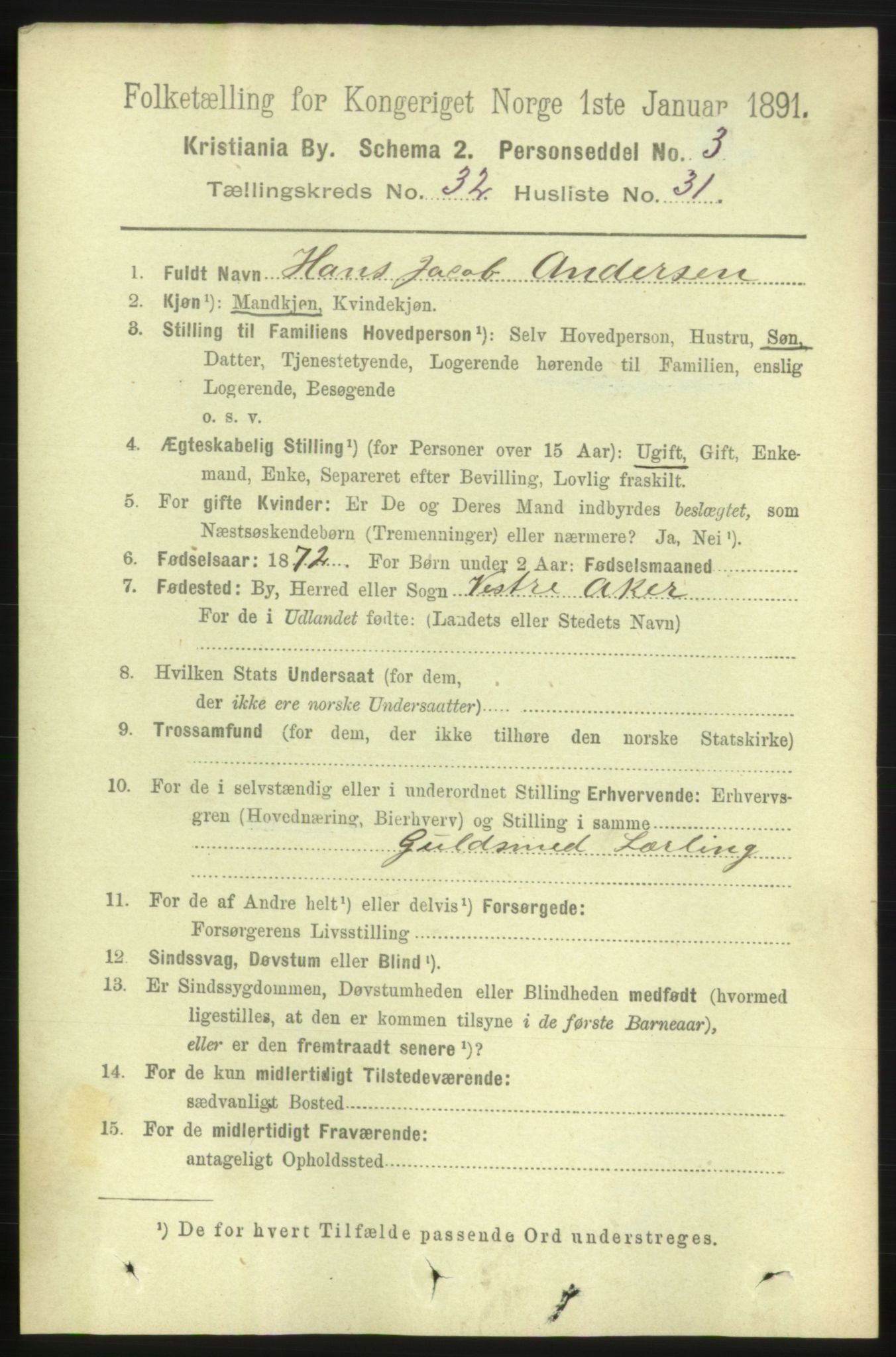 RA, 1891 census for 0301 Kristiania, 1891, p. 17448