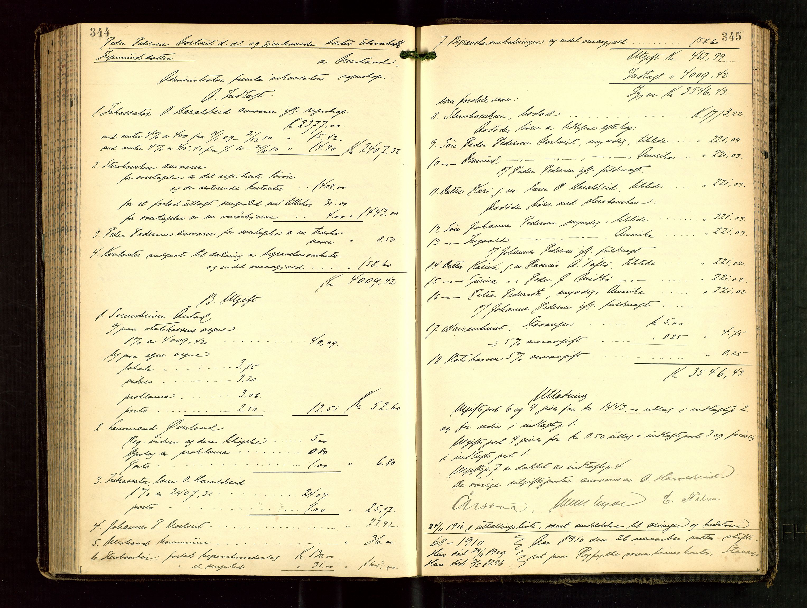 Ryfylke tingrett, SAST/A-100055/001/IV/IVG/L0003: Skifteutlodningsprotokoll Med register, 1907-1912, p. 344-345