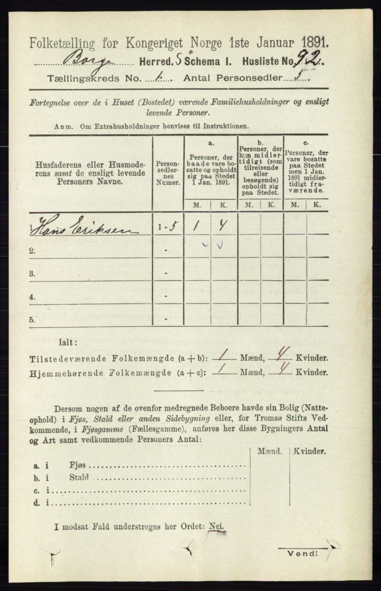 RA, 1891 census for 0113 Borge, 1891, p. 124