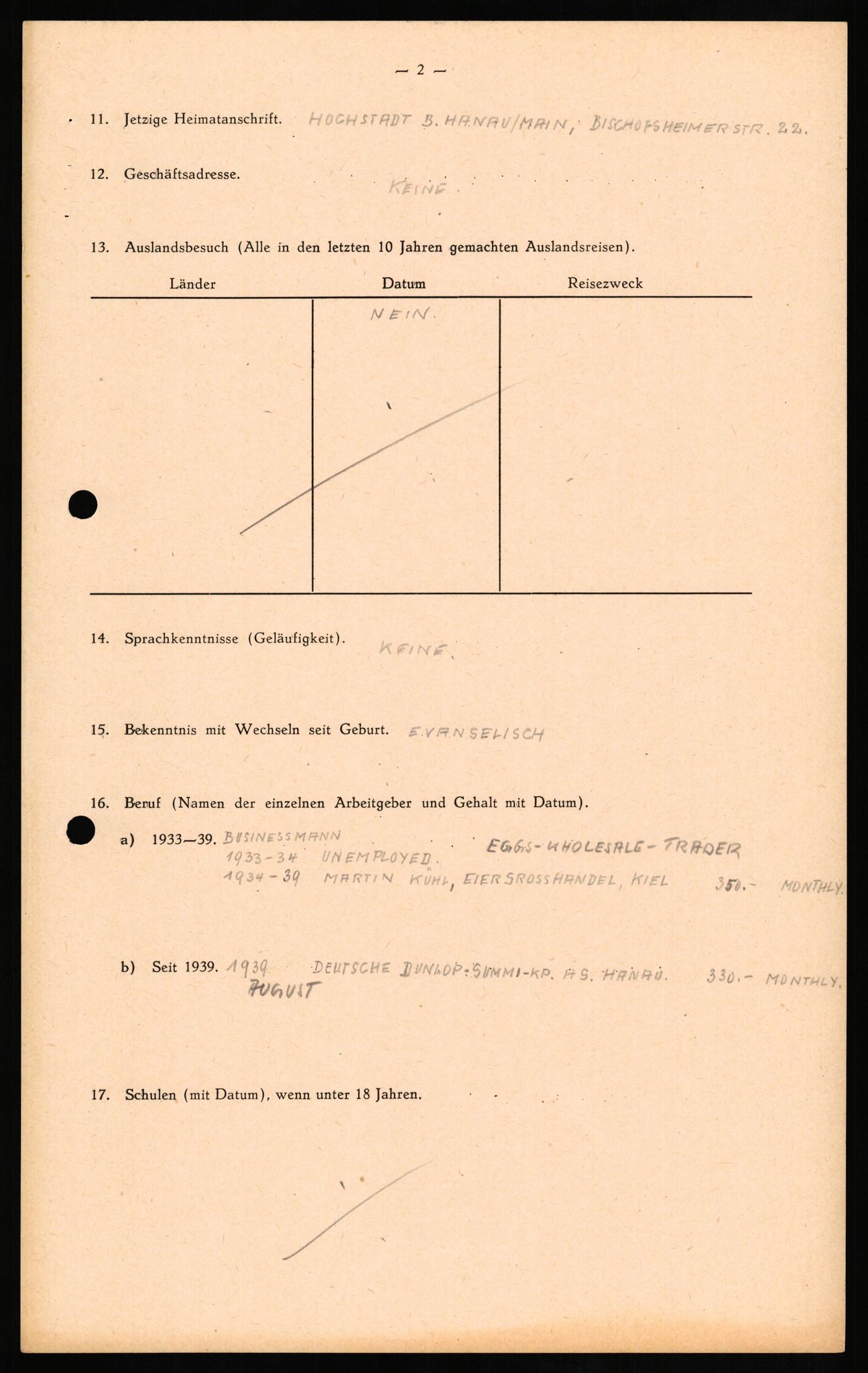 Forsvaret, Forsvarets overkommando II, AV/RA-RAFA-3915/D/Db/L0013: CI Questionaires. Tyske okkupasjonsstyrker i Norge. Tyskere., 1945-1946, p. 111