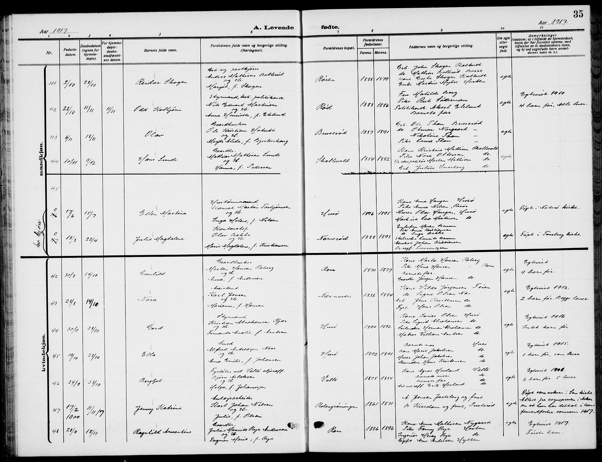 Sem kirkebøker, AV/SAKO-A-5/G/Gb/L0004: Parish register (copy) no. II 4, 1914-1937, p. 35