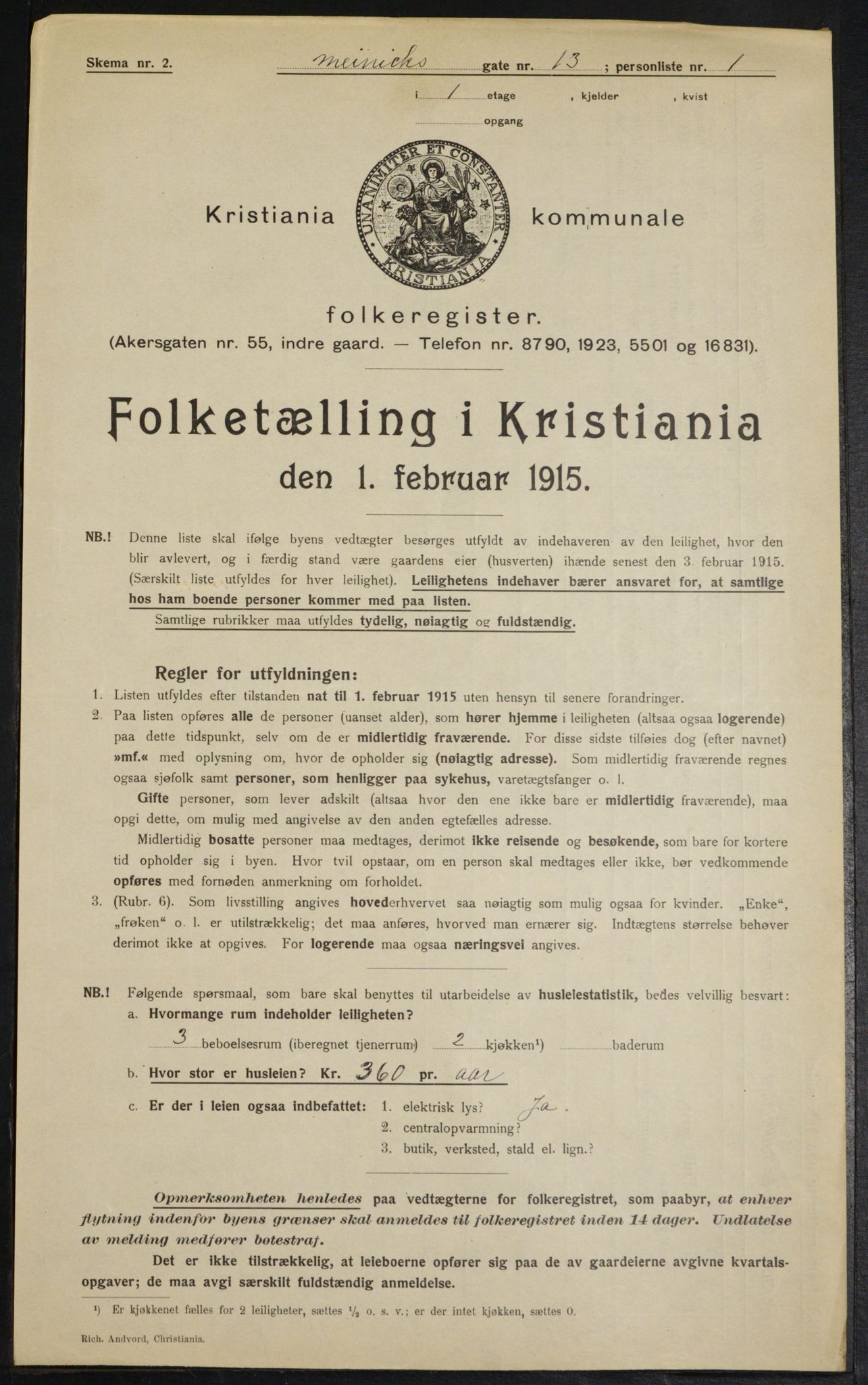 OBA, Municipal Census 1915 for Kristiania, 1915, p. 1173