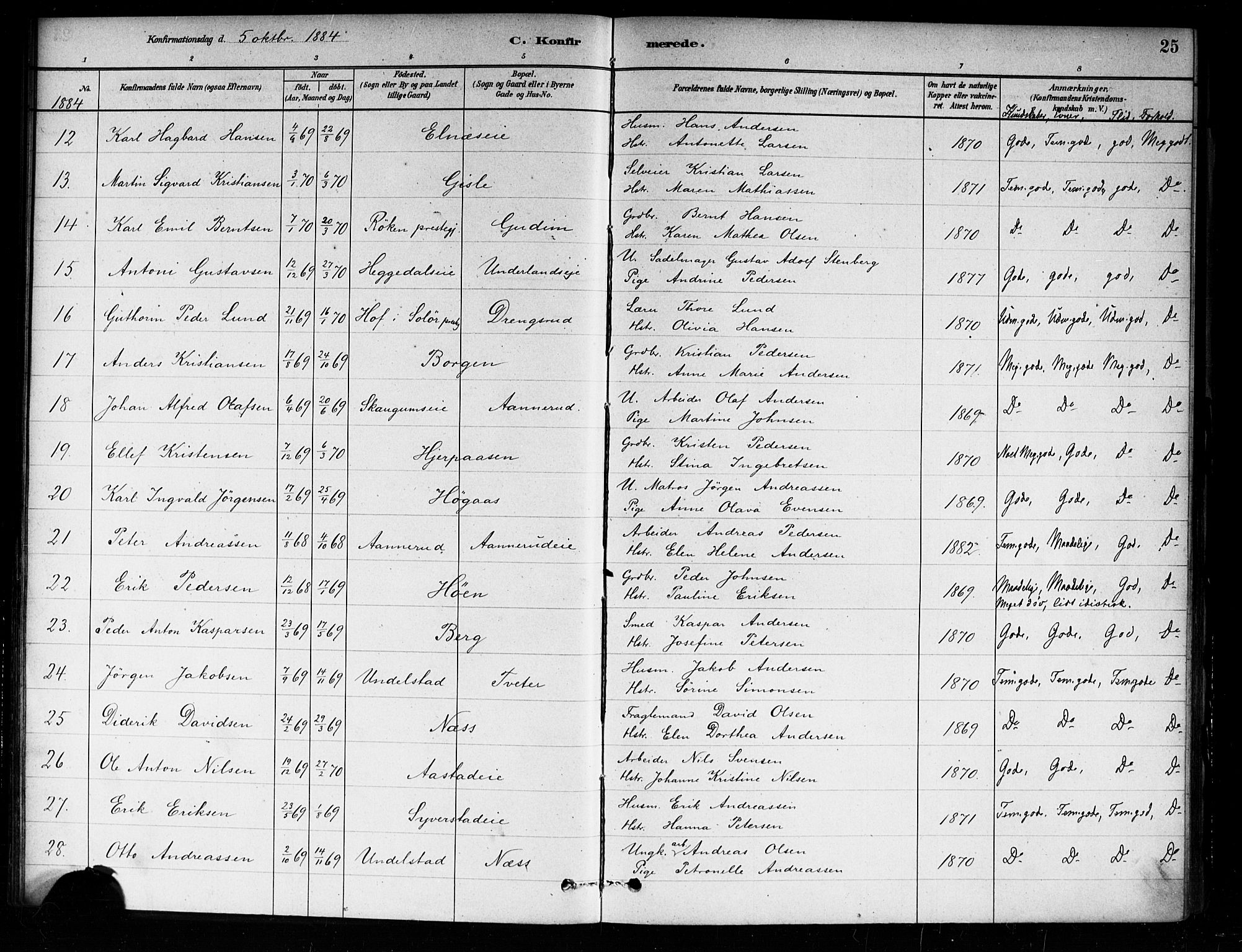 Asker prestekontor Kirkebøker, SAO/A-10256a/F/Fa/L0014: Parish register (official) no. I 14, 1879-1900, p. 25