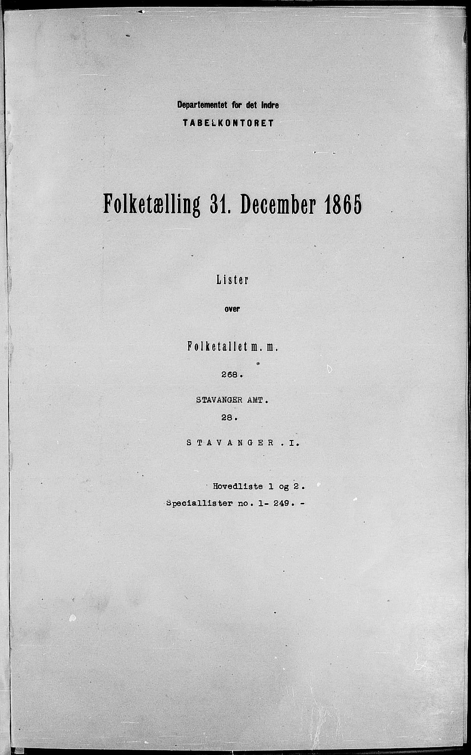 RA, 1865 census for Stavanger, 1865, p. 3