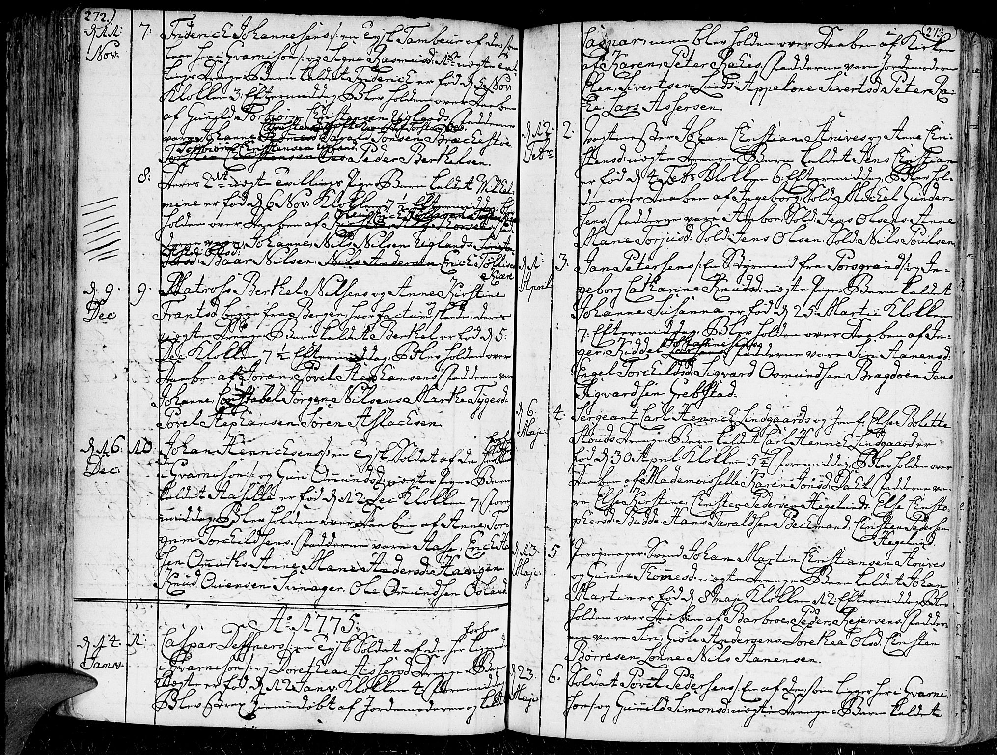 Kristiansand domprosti, SAK/1112-0006/F/Fa/L0001: Parish register (official) no. A 1, 1734-1793, p. 272-273