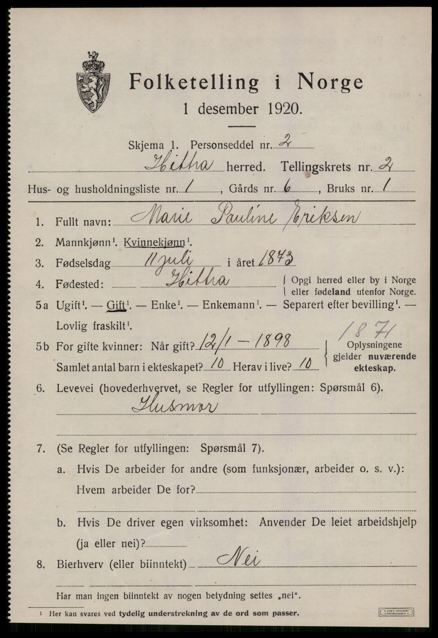 SAT, 1920 census for Hitra, 1920, p. 763