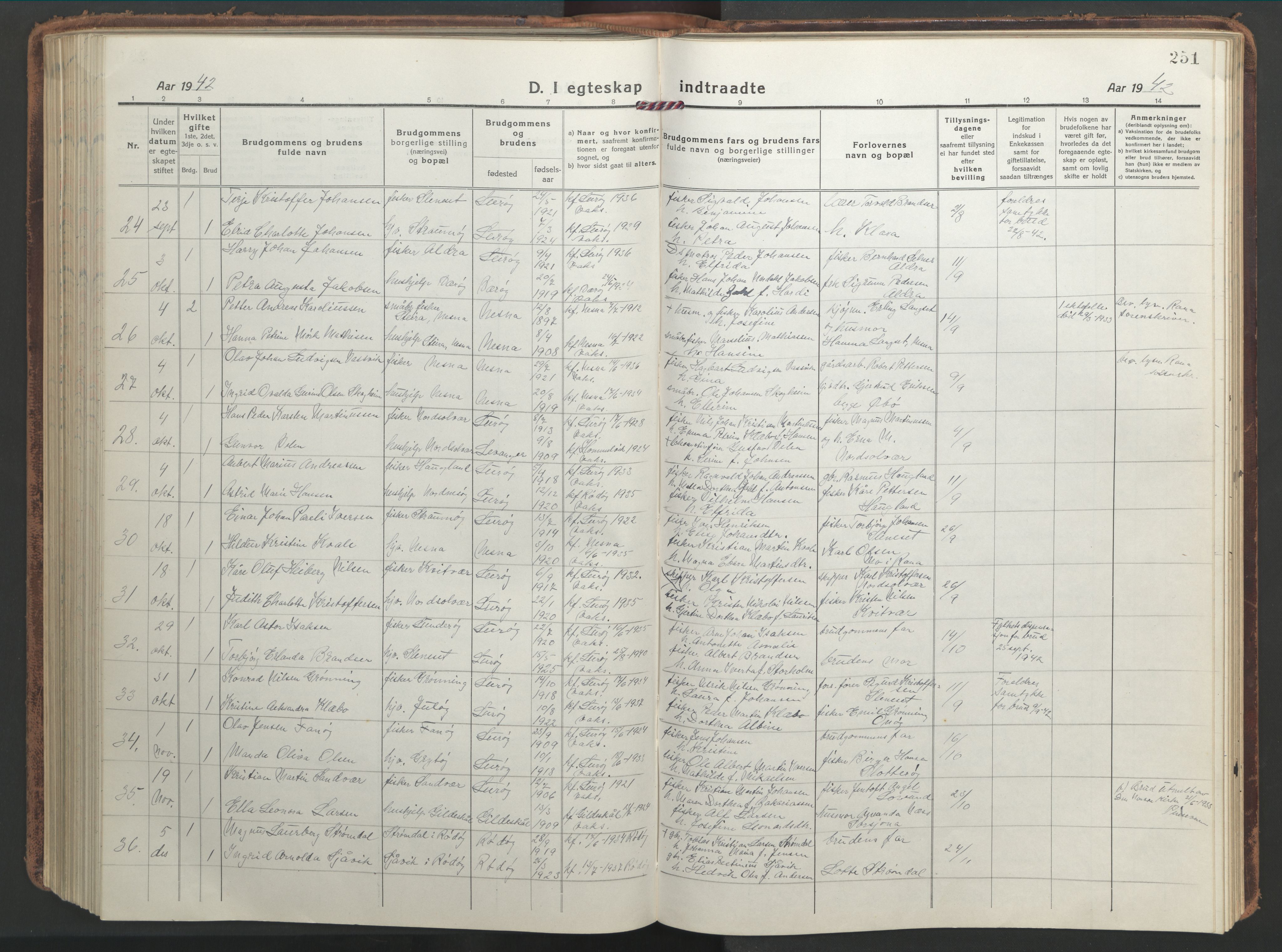 Ministerialprotokoller, klokkerbøker og fødselsregistre - Nordland, AV/SAT-A-1459/839/L0574: Parish register (copy) no. 839C04, 1918-1950, p. 251