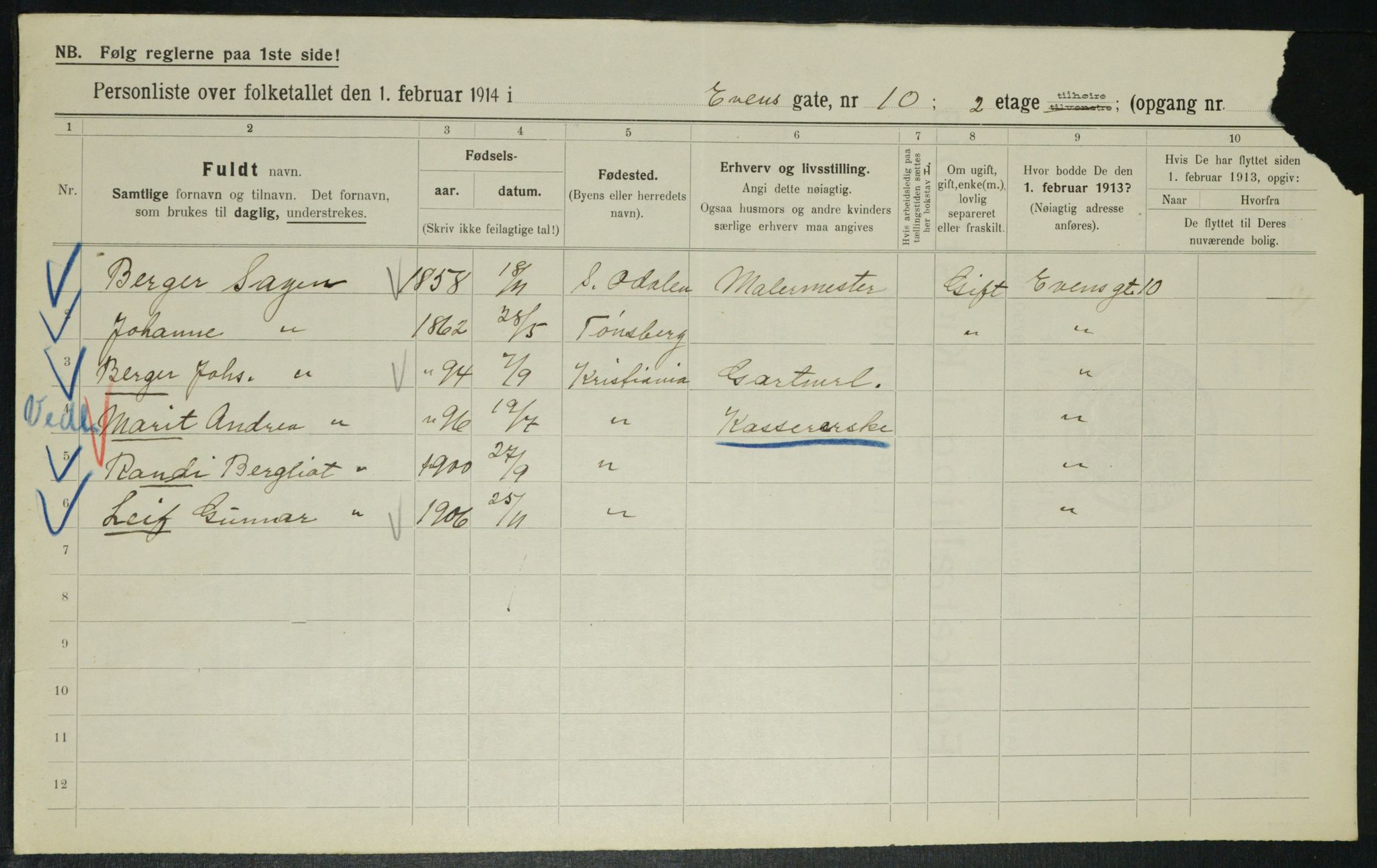 OBA, Municipal Census 1914 for Kristiania, 1914, p. 23078