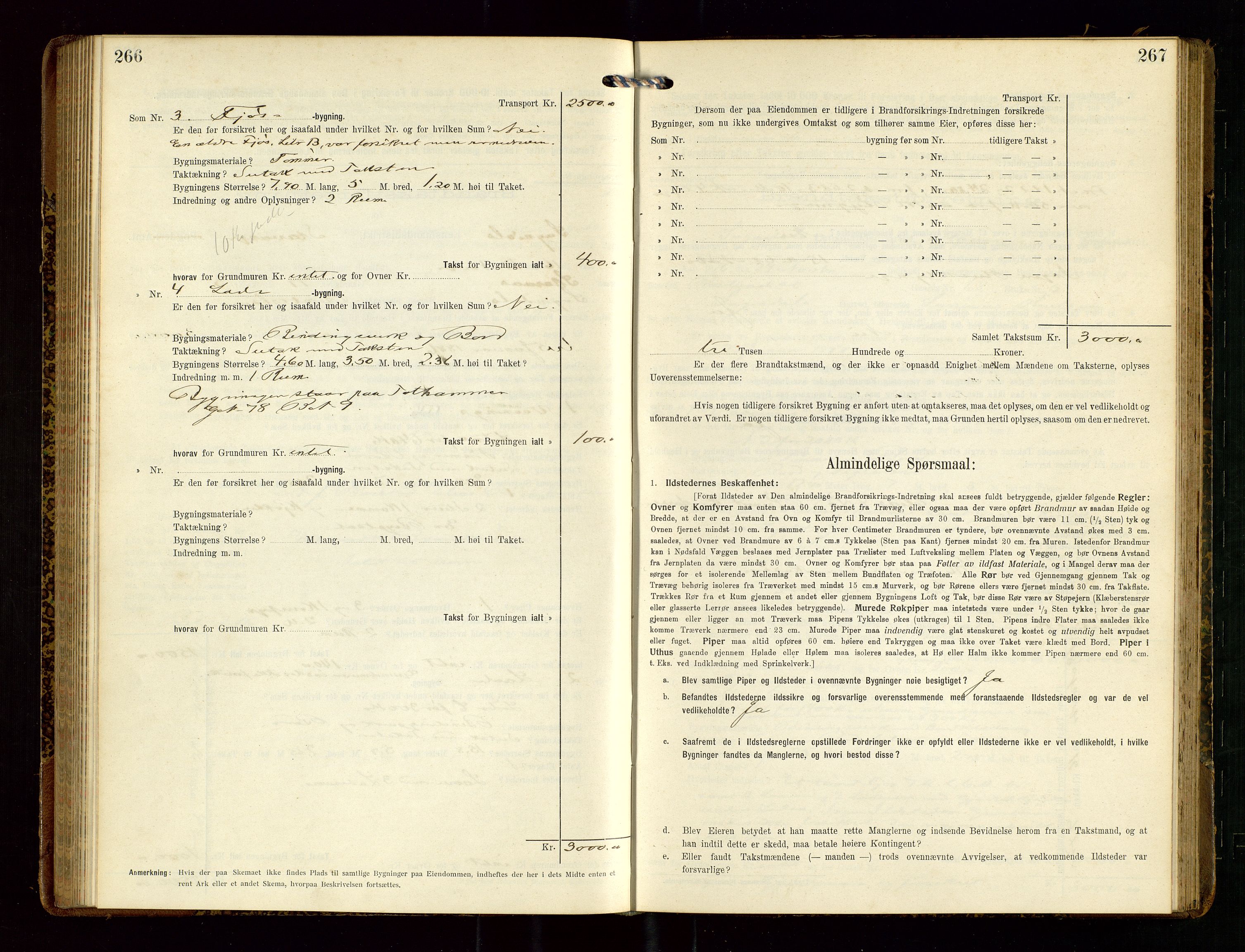 Sokndal lensmannskontor, AV/SAST-A-100417/Gob/L0003: "Brandtakst-Protokol", 1914-1917, p. 266-267