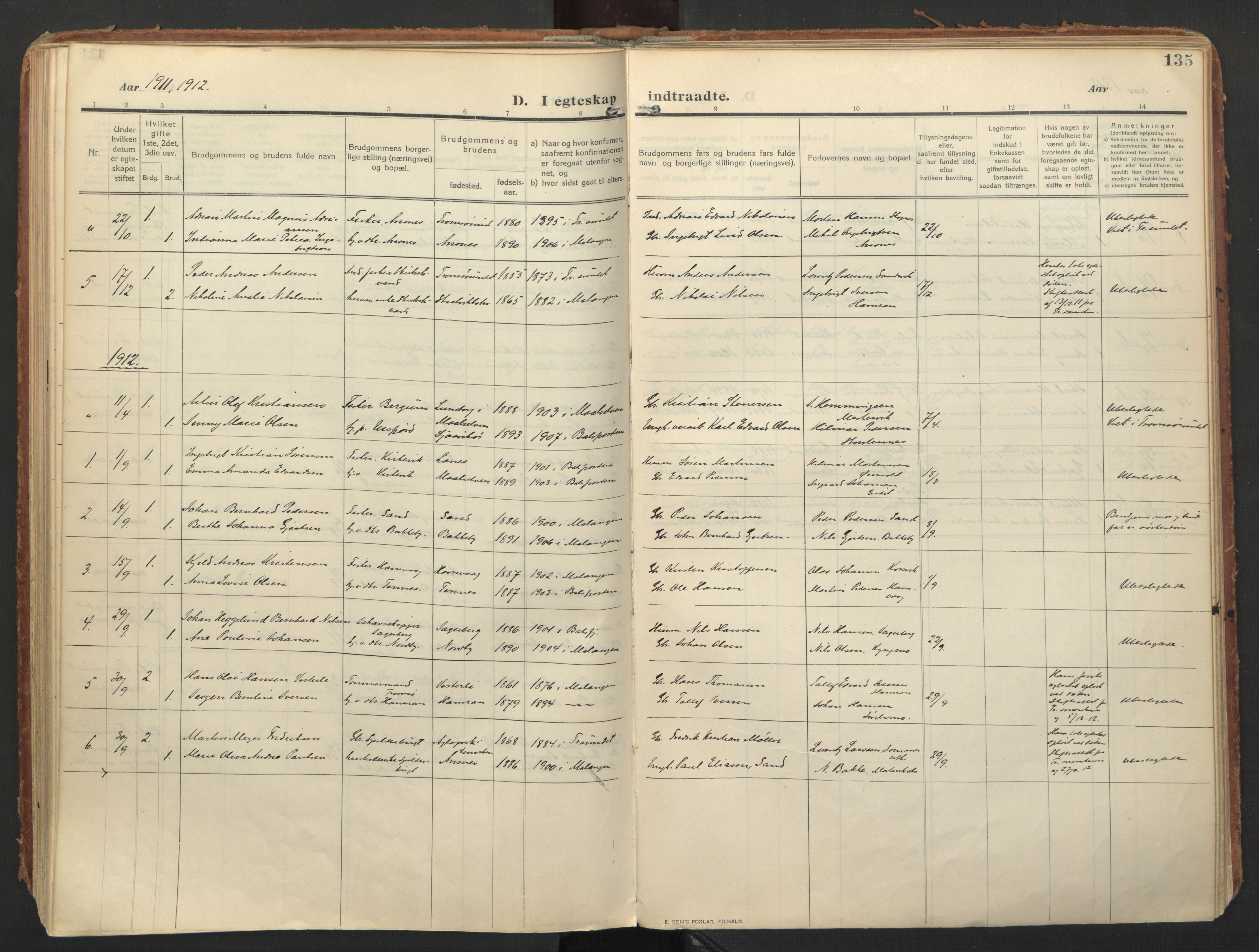 Balsfjord sokneprestembete, AV/SATØ-S-1303/G/Gaa/L0008kirke: Parish register (official) no. 8, 1910-1927, p. 135