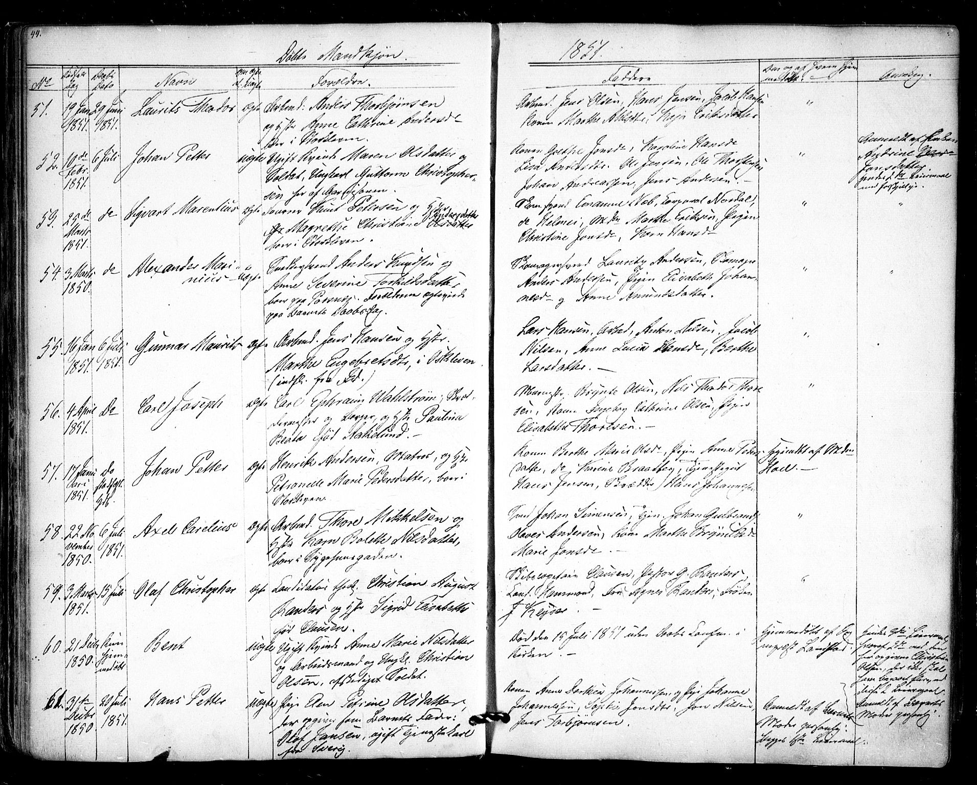Halden prestekontor Kirkebøker, SAO/A-10909/F/Fa/L0006: Parish register (official) no. I 6, 1845-1856, p. 44