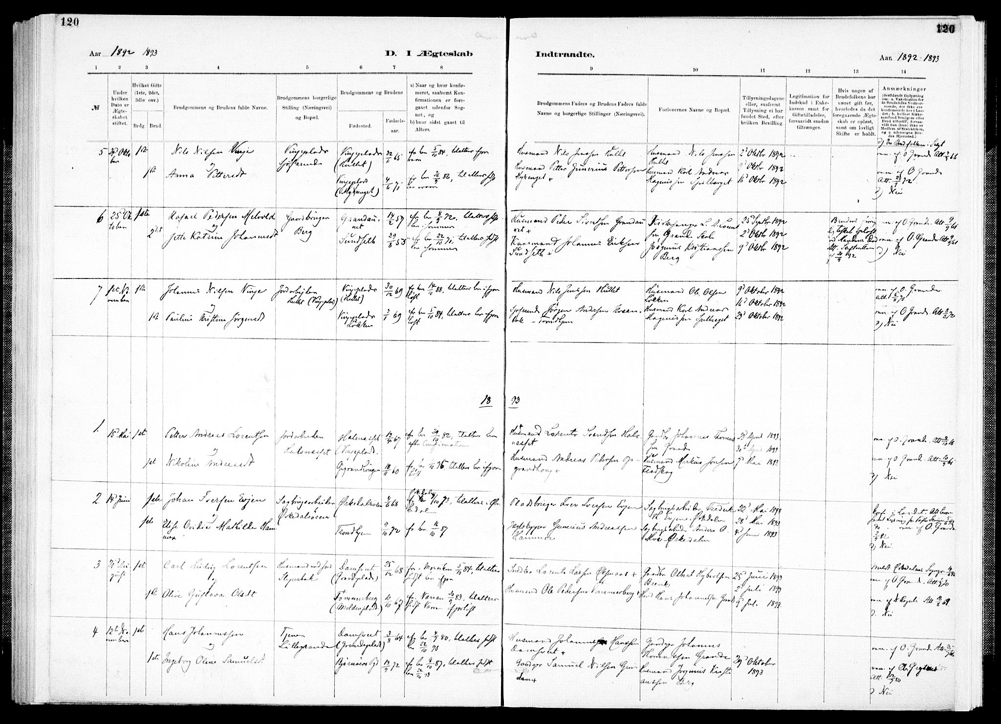 Ministerialprotokoller, klokkerbøker og fødselsregistre - Nord-Trøndelag, SAT/A-1458/733/L0325: Parish register (official) no. 733A04, 1884-1908, p. 120