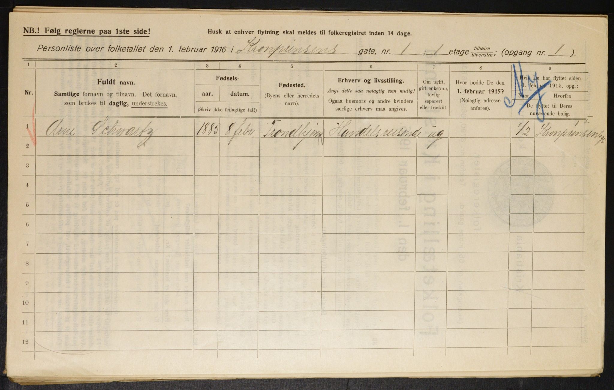 OBA, Municipal Census 1916 for Kristiania, 1916, p. 55666