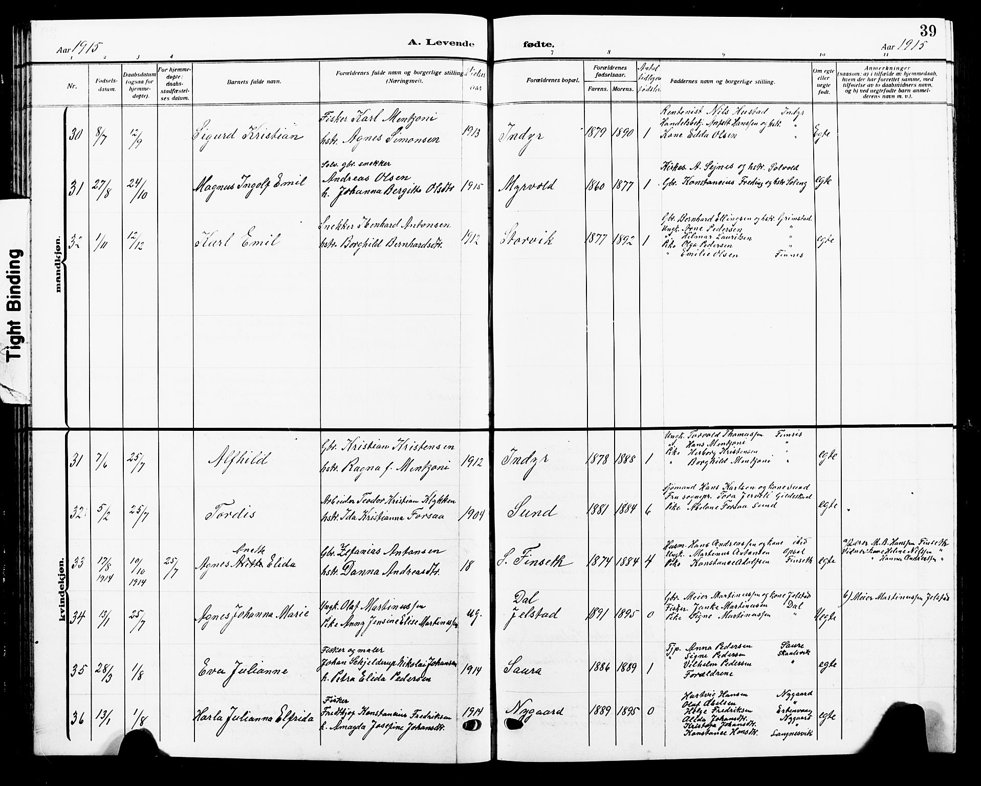 Ministerialprotokoller, klokkerbøker og fødselsregistre - Nordland, AV/SAT-A-1459/805/L0110: Parish register (copy) no. 805C06, 1909-1924, p. 39