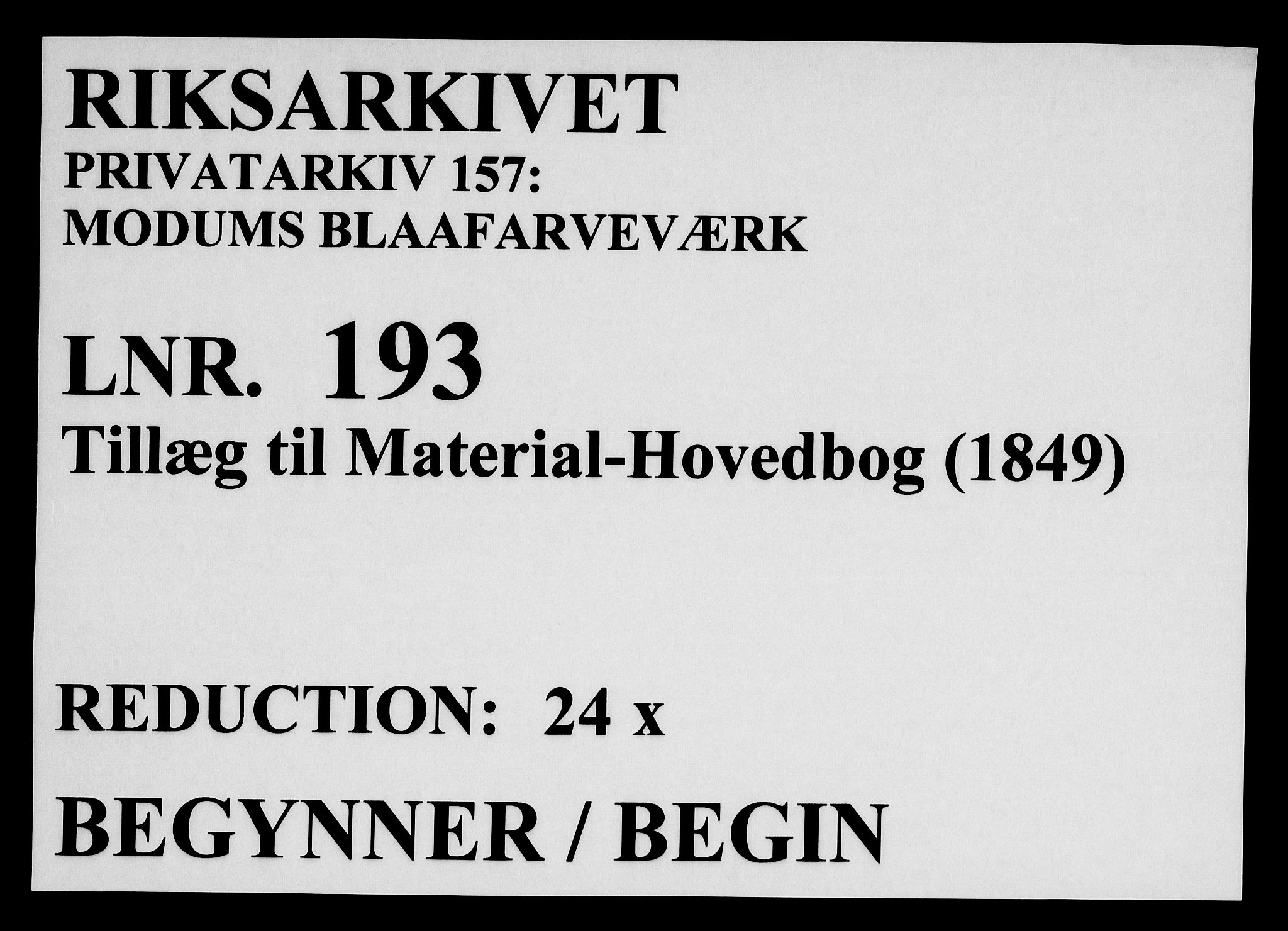 Modums Blaafarveværk, RA/PA-0157/G/Gd/Gdb/L0193: Tillæg til Material-Hovedbog, 1849, p. 1