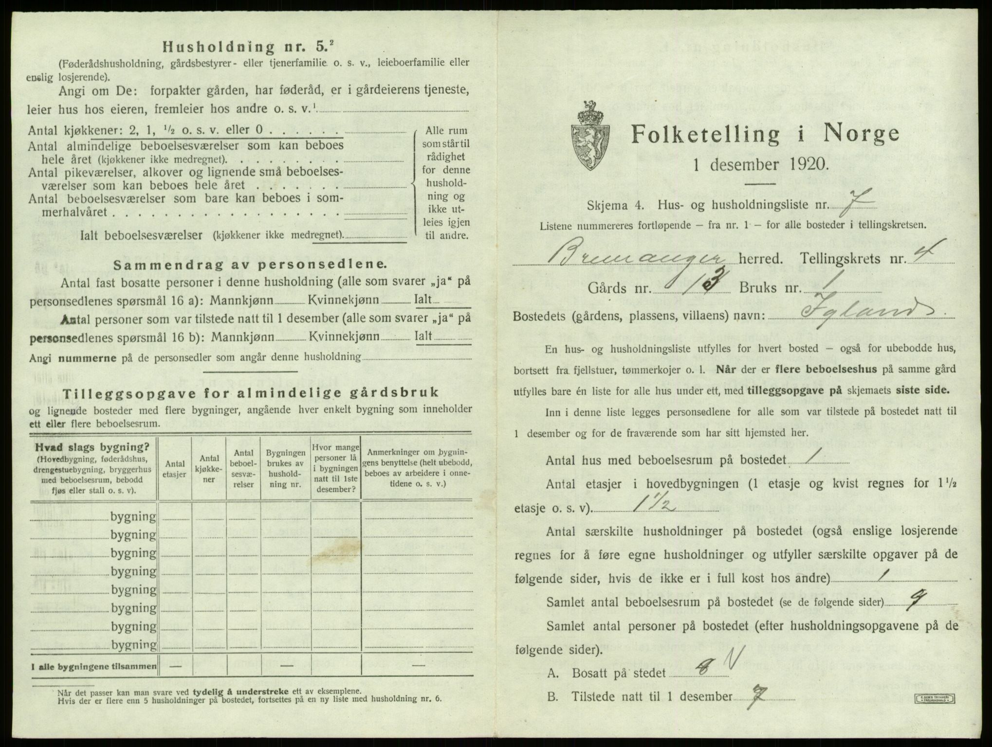 SAB, 1920 census for Bremanger, 1920, p. 334