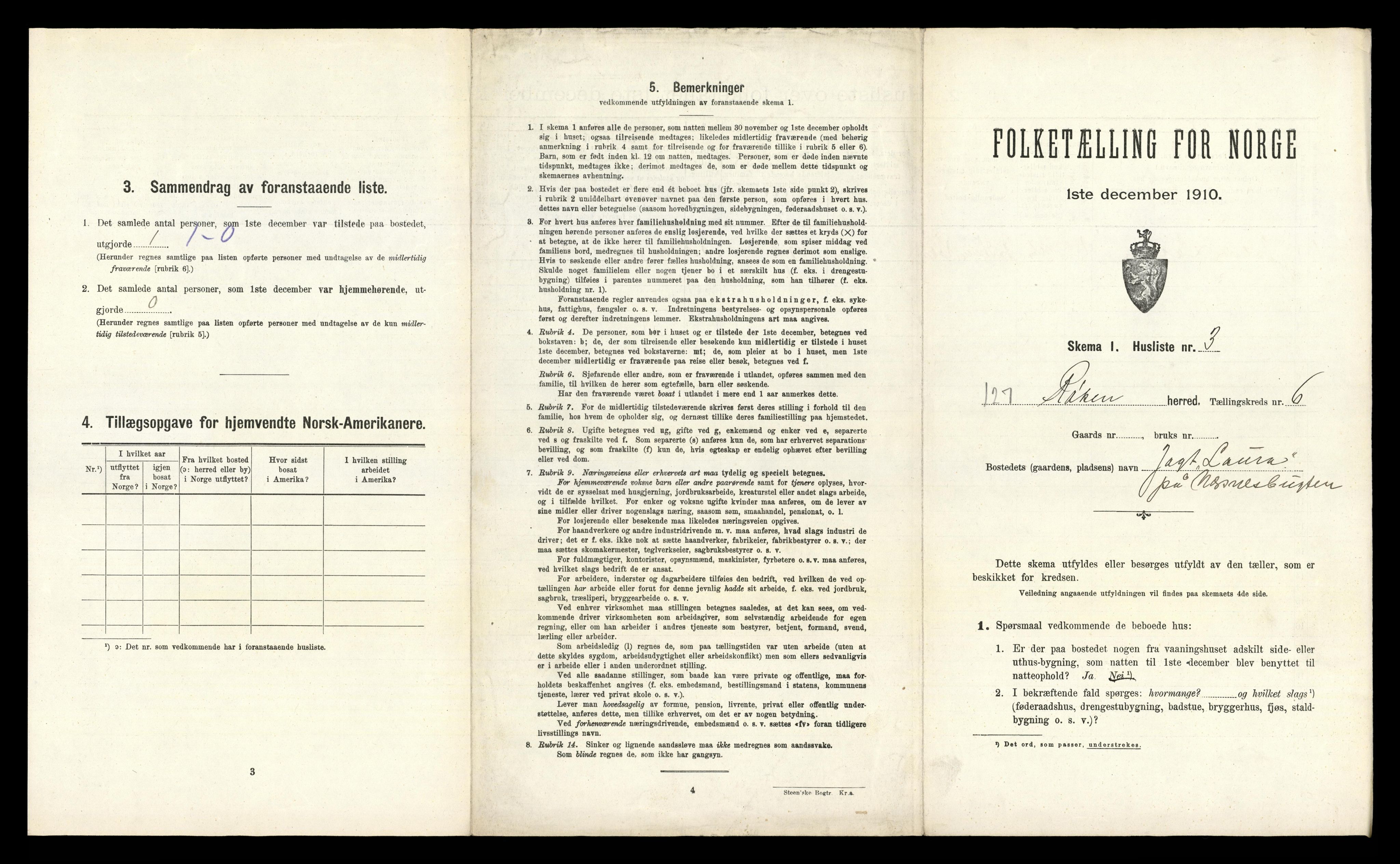 RA, 1910 census for Røyken, 1910, p. 957