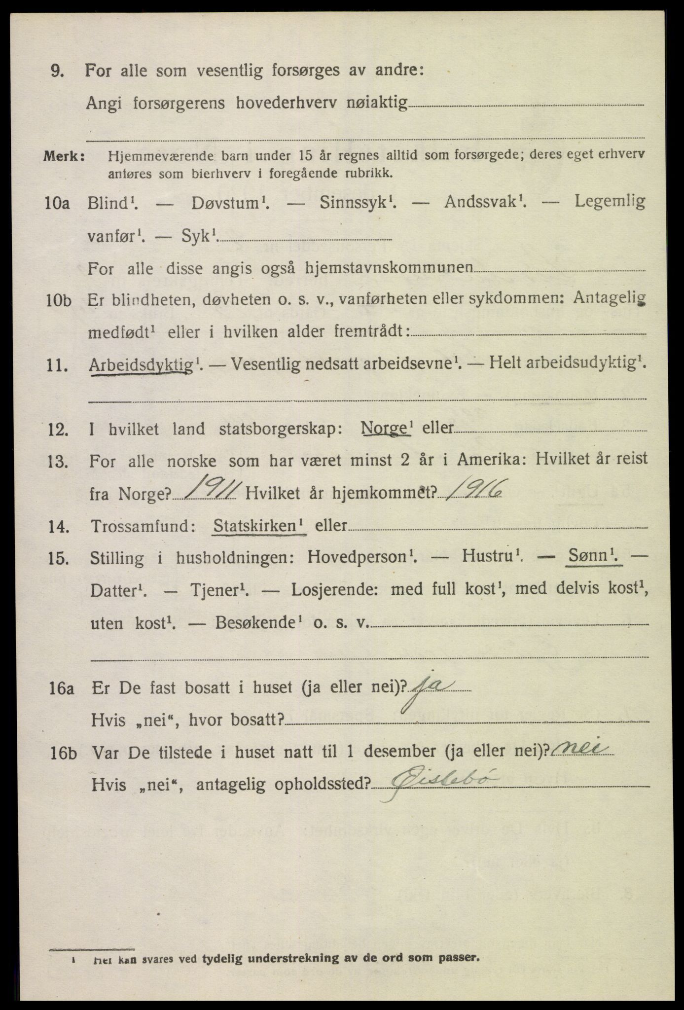 SAK, 1920 census for Sør-Audnedal, 1920, p. 1806