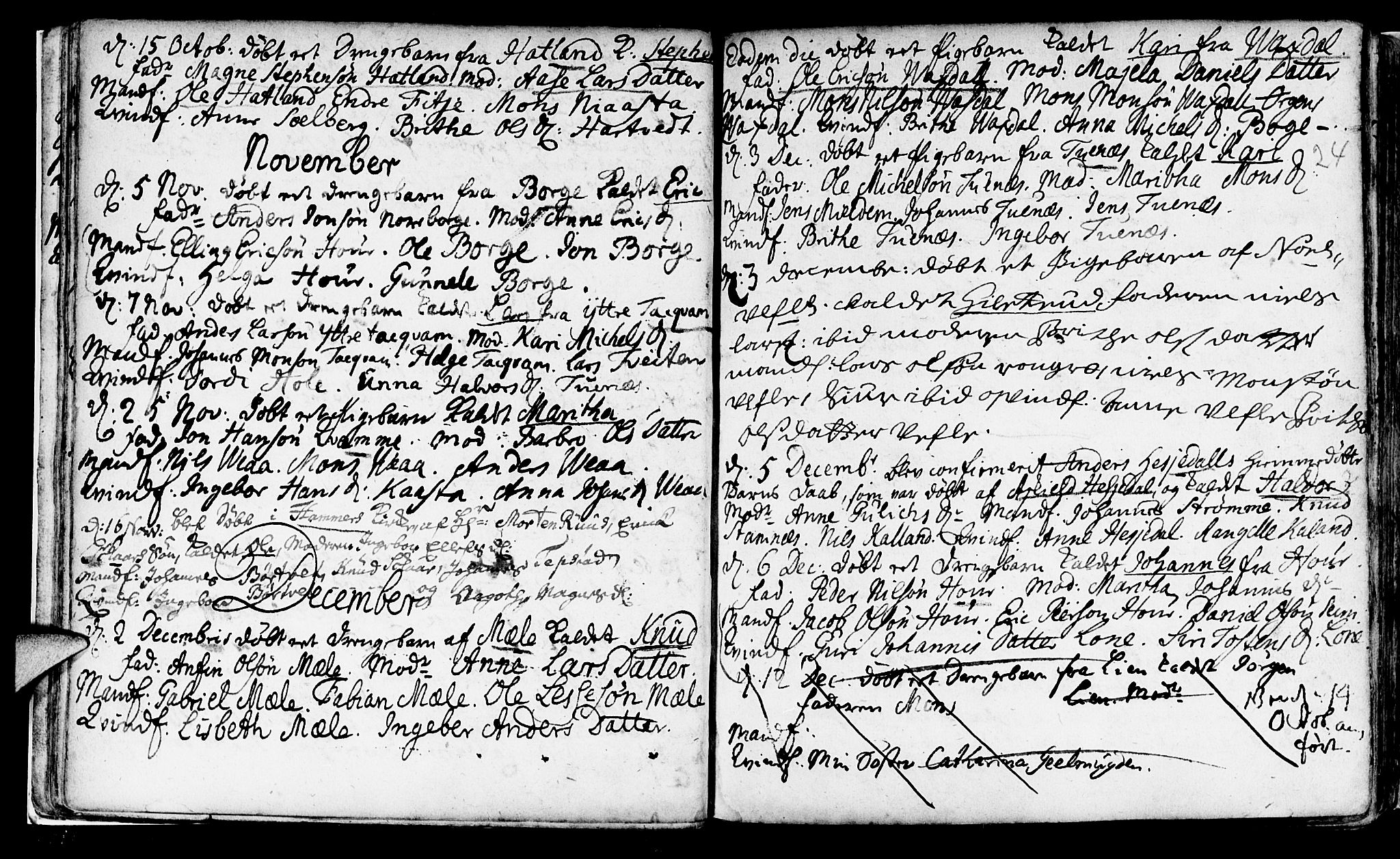 Haus sokneprestembete, AV/SAB-A-75601/H/Haa: Parish register (official) no. A 5, 1733-1747, p. 24