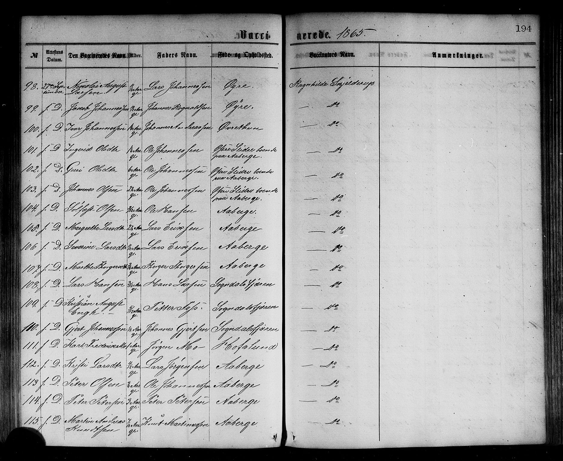 Sogndal sokneprestembete, AV/SAB-A-81301/H/Haa/Haaa/L0014: Parish register (official) no. A 14, 1864-1877, p. 194