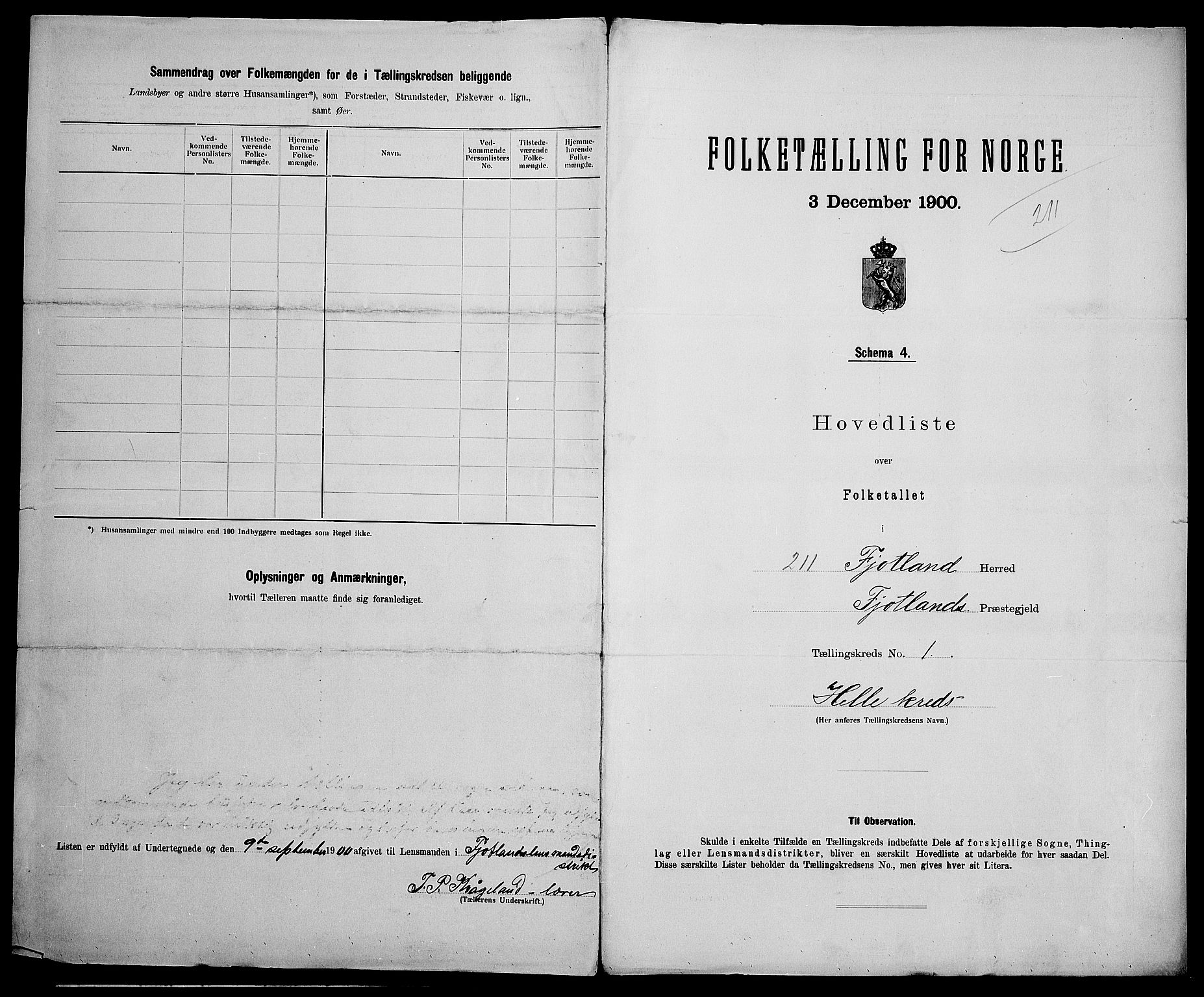 SAK, 1900 census for Fjotland, 1900, p. 15