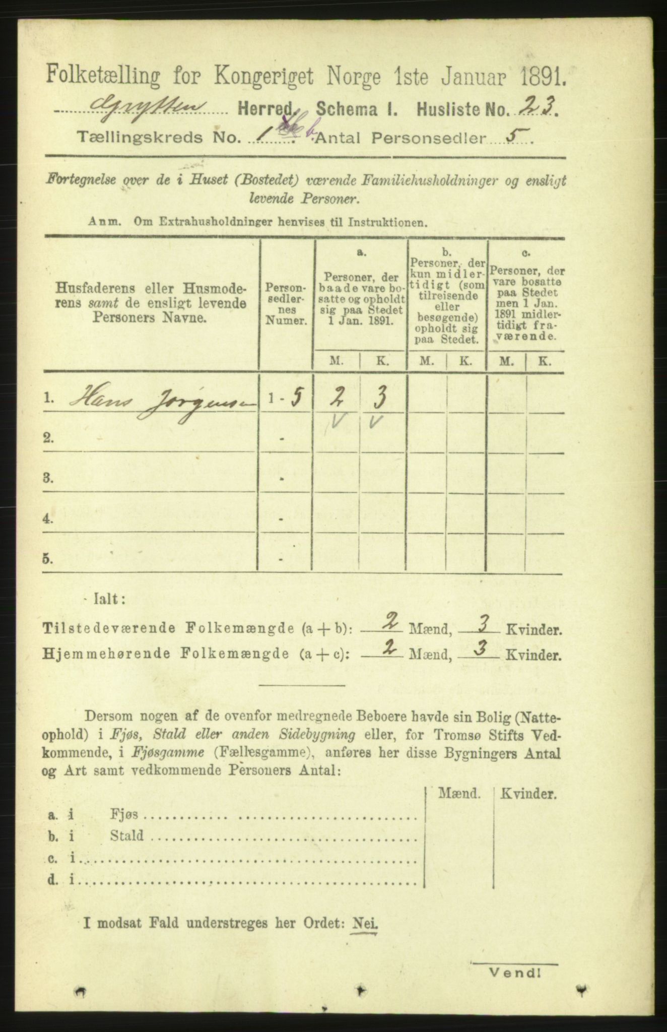 RA, 1891 census for 1539 Grytten, 1891, p. 168