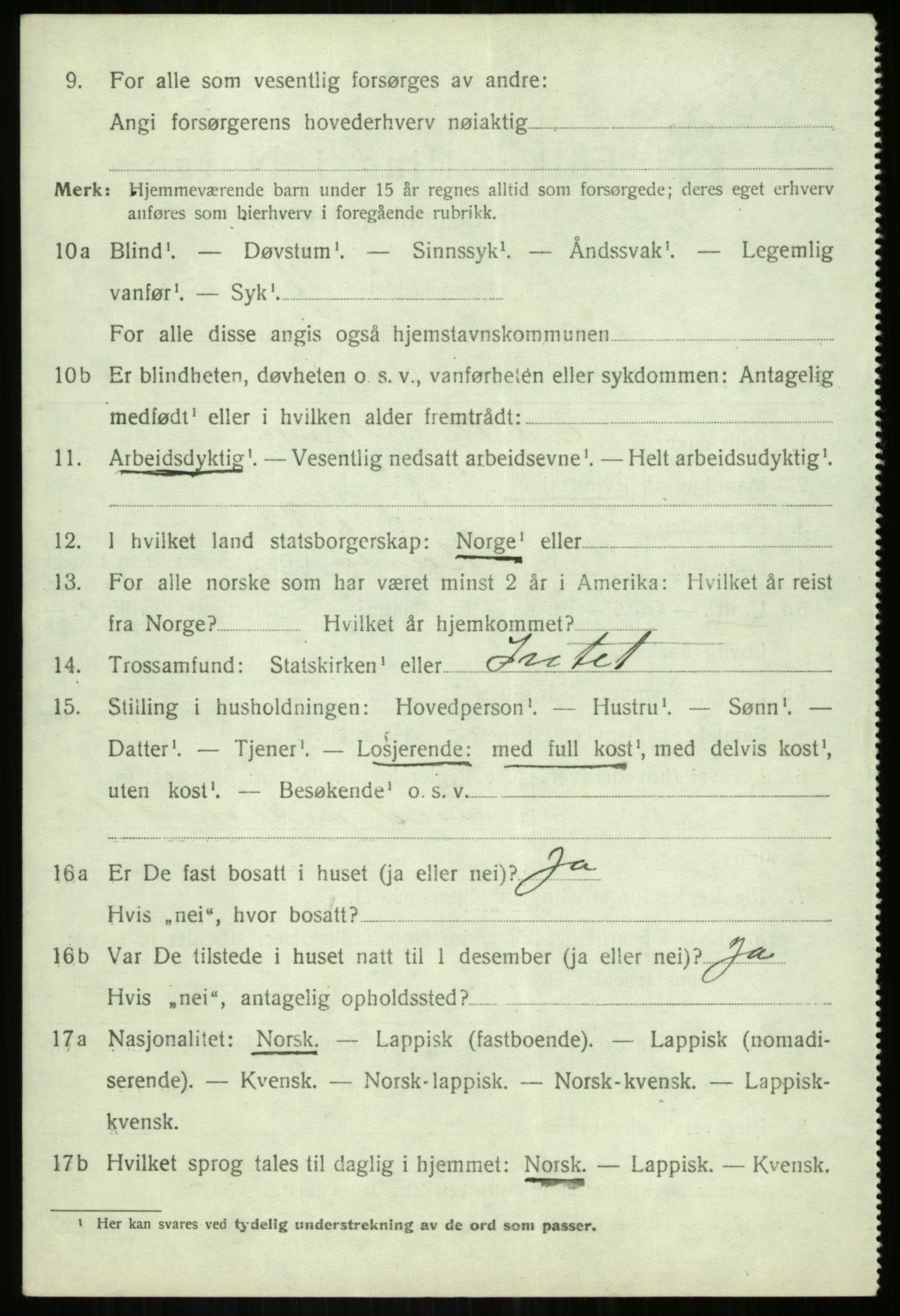 SATØ, 1920 census for Bardu, 1920, p. 945