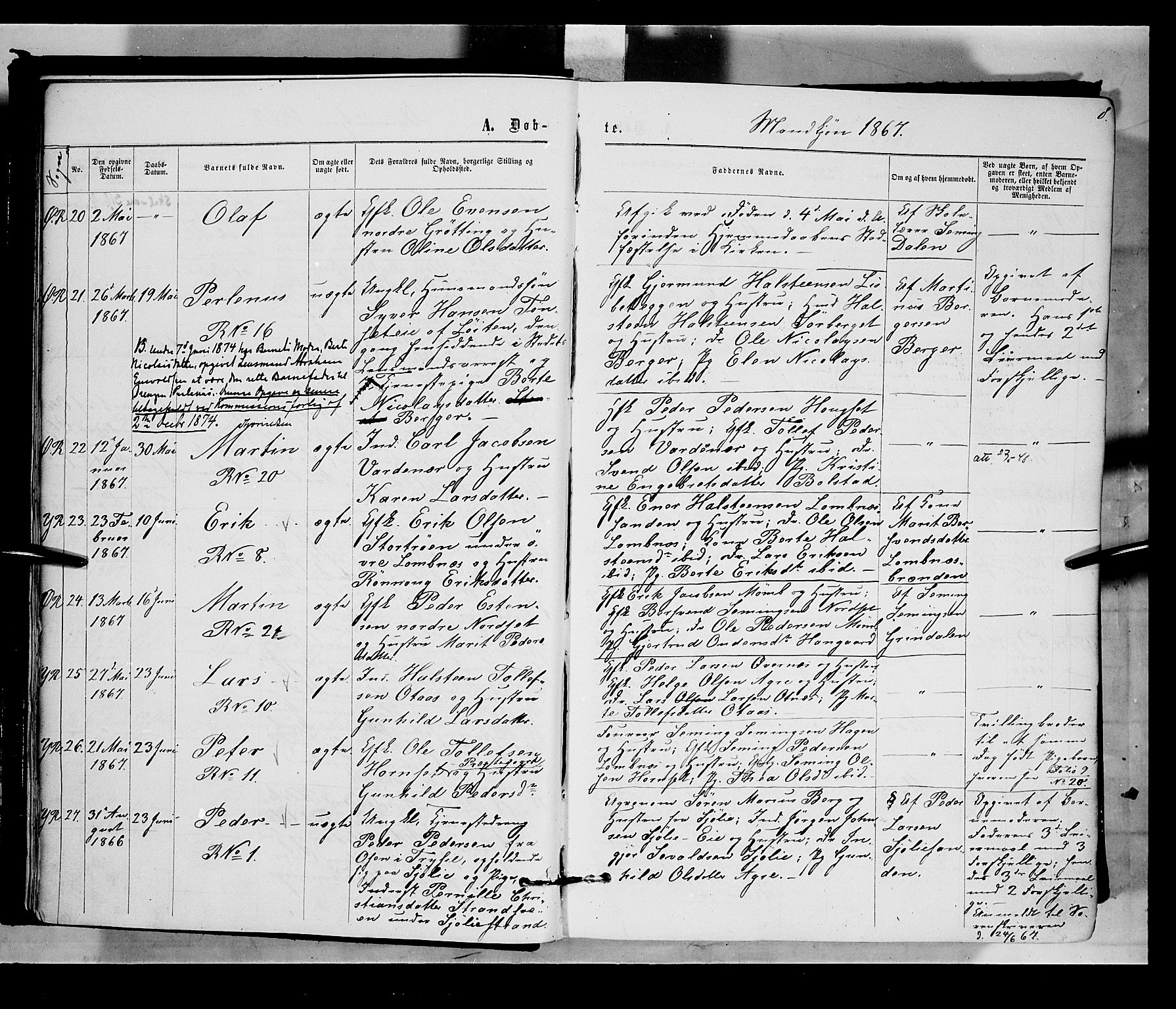 Rendalen prestekontor, AV/SAH-PREST-054/H/Ha/Haa/L0006: Parish register (official) no. 6, 1867-1877, p. 8