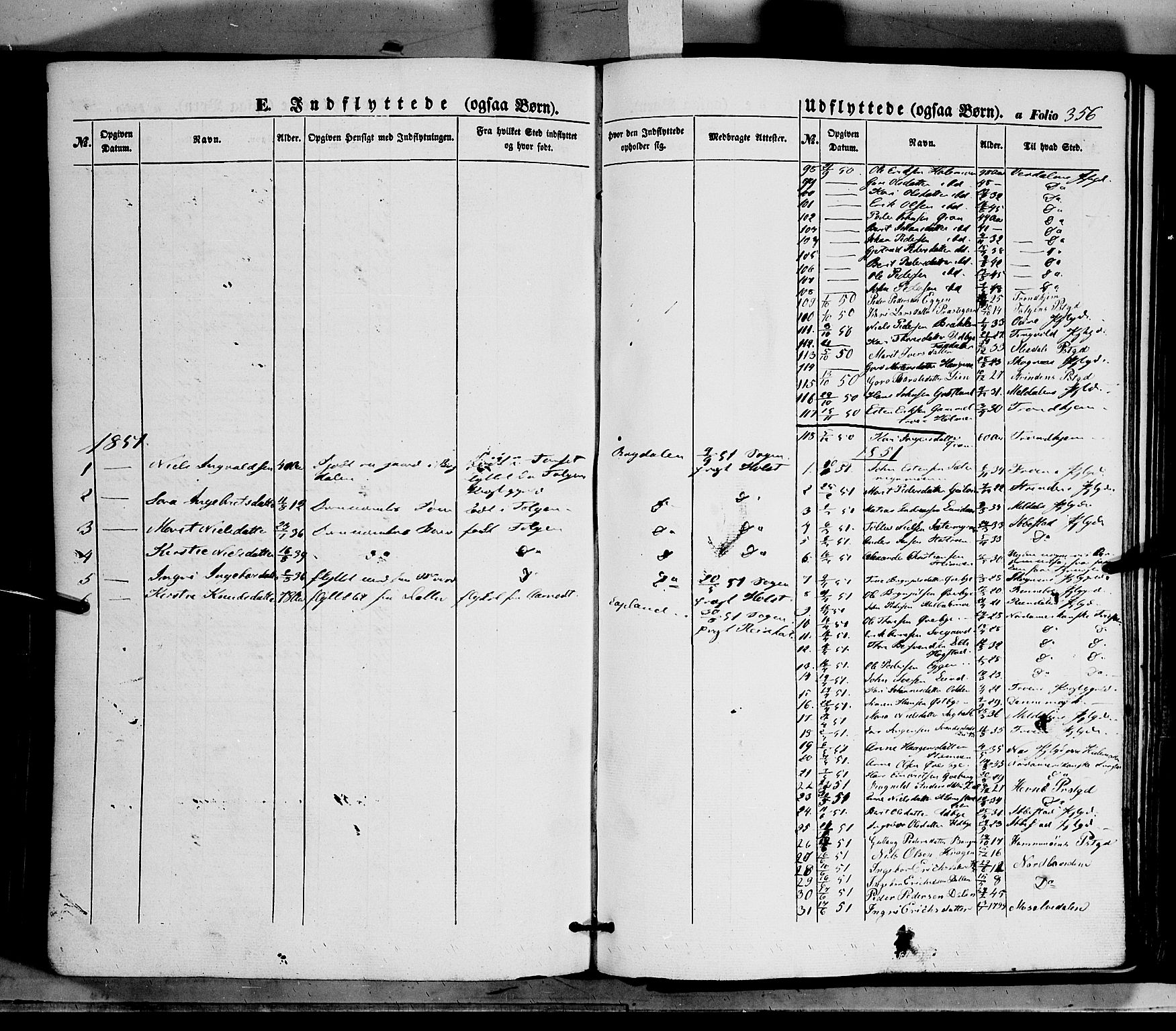 Tynset prestekontor, SAH/PREST-058/H/Ha/Haa/L0020: Parish register (official) no. 20, 1848-1862, p. 356