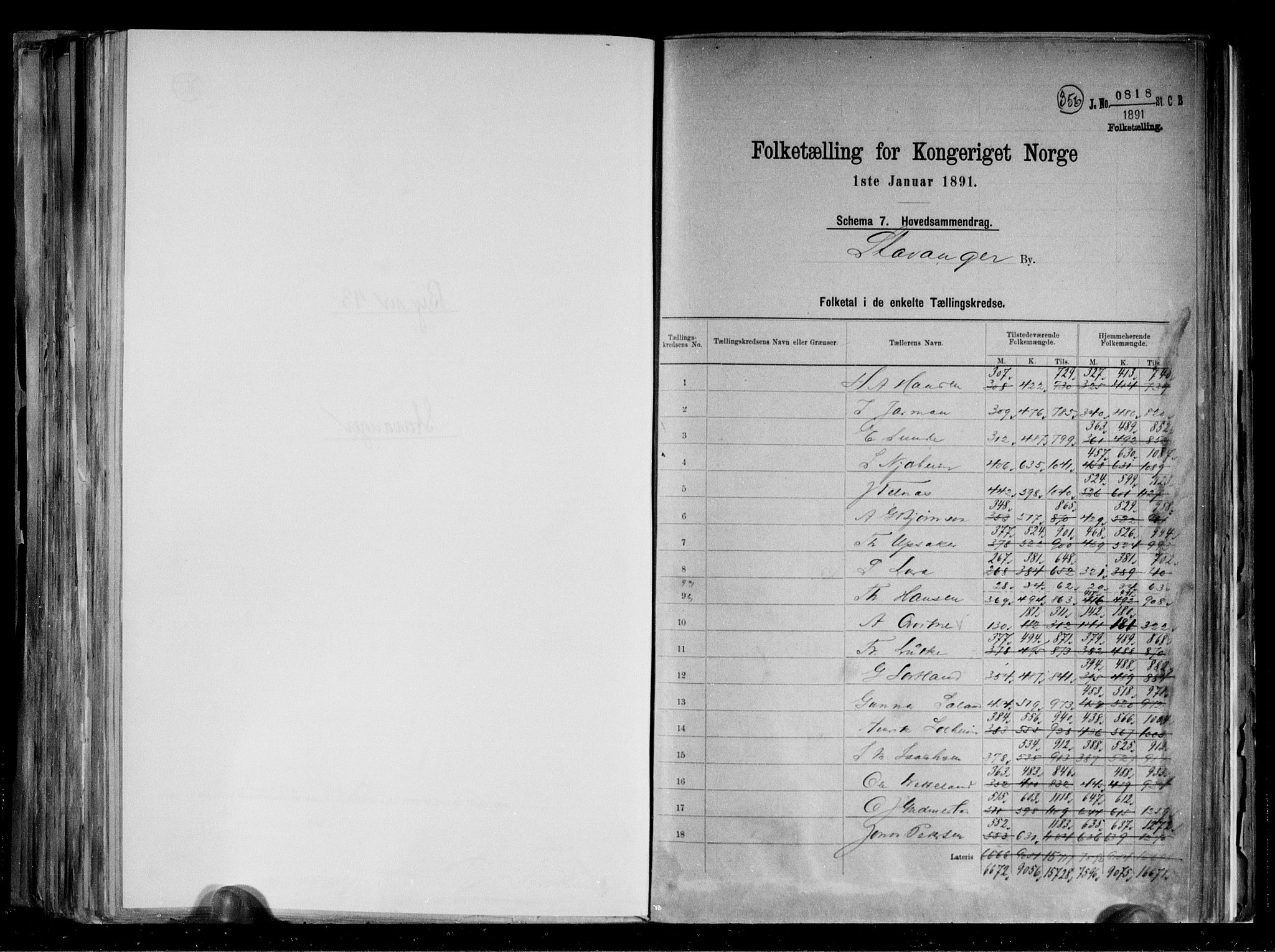 RA, 1891 census for 1103 Stavanger, 1891, p. 2