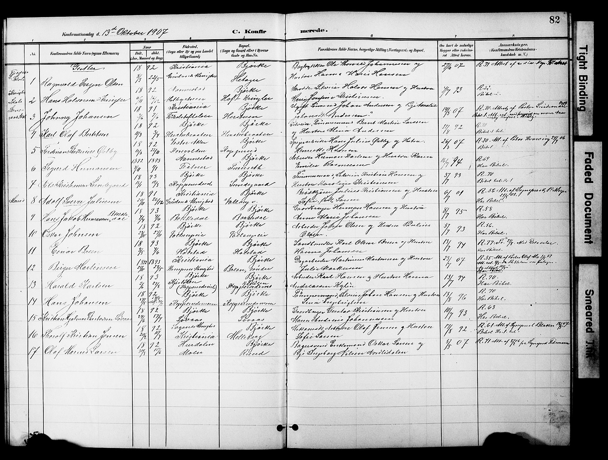 Nannestad prestekontor Kirkebøker, SAO/A-10414a/G/Gc/L0001: Parish register (copy) no. III 1, 1901-1916, p. 82
