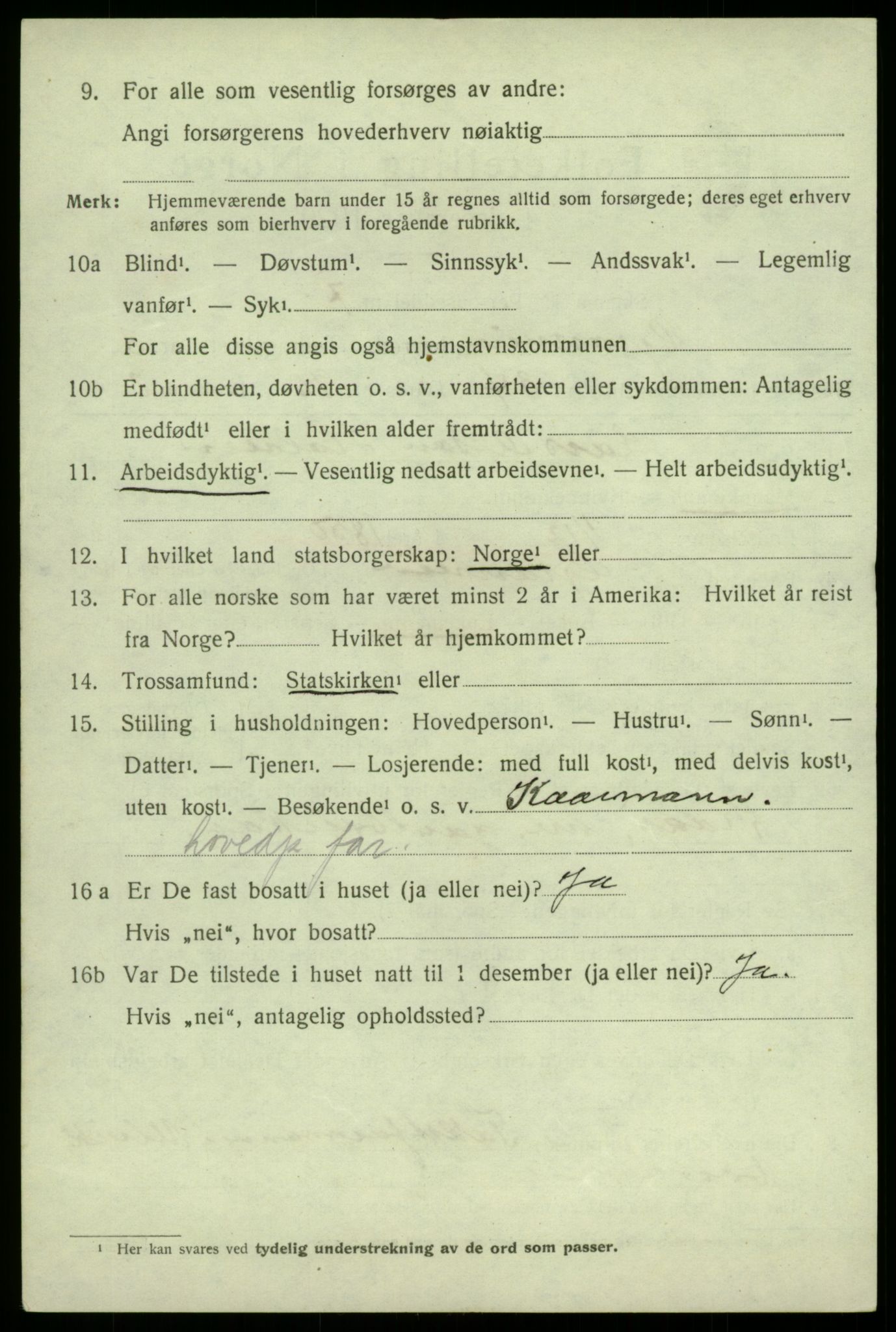 SAB, 1920 census for Granvin, 1920, p. 1537