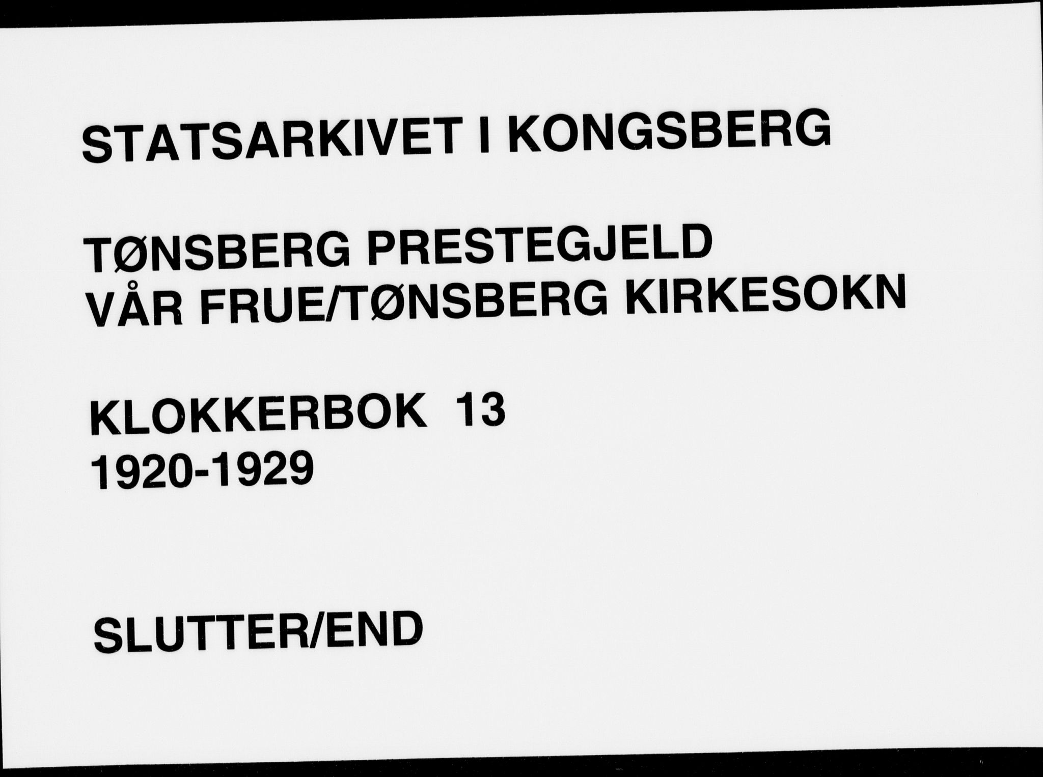 Tønsberg kirkebøker, SAKO/A-330/G/Ga/L0013: Parish register (copy) no. 13, 1920-1929