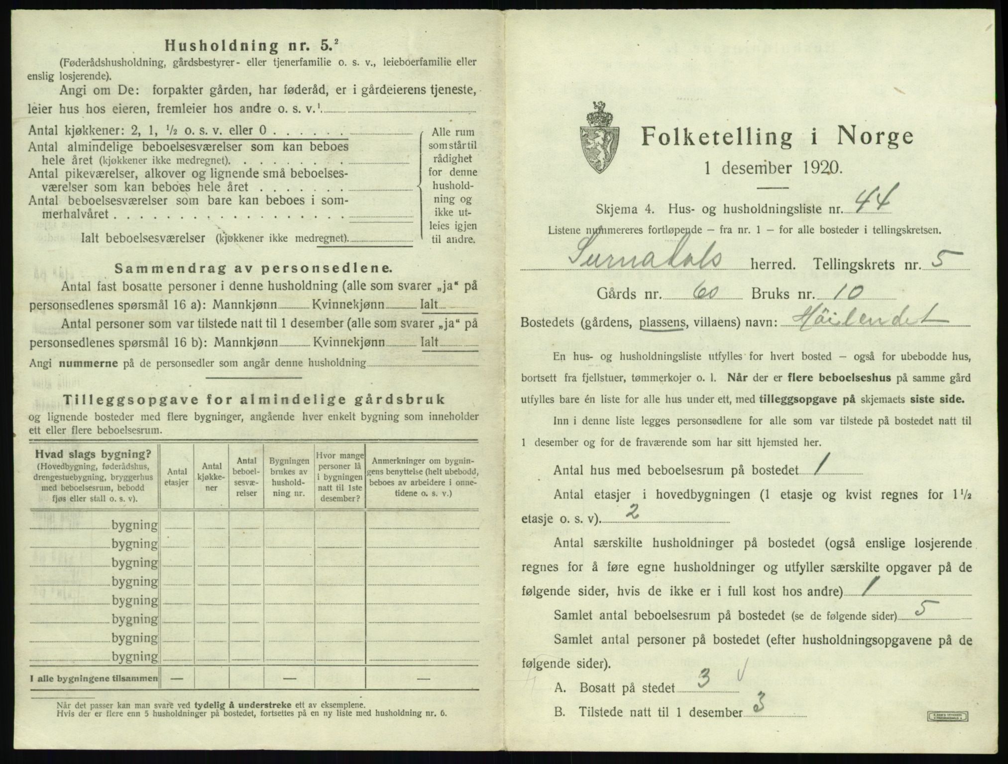 SAT, 1920 census for Surnadal, 1920, p. 589