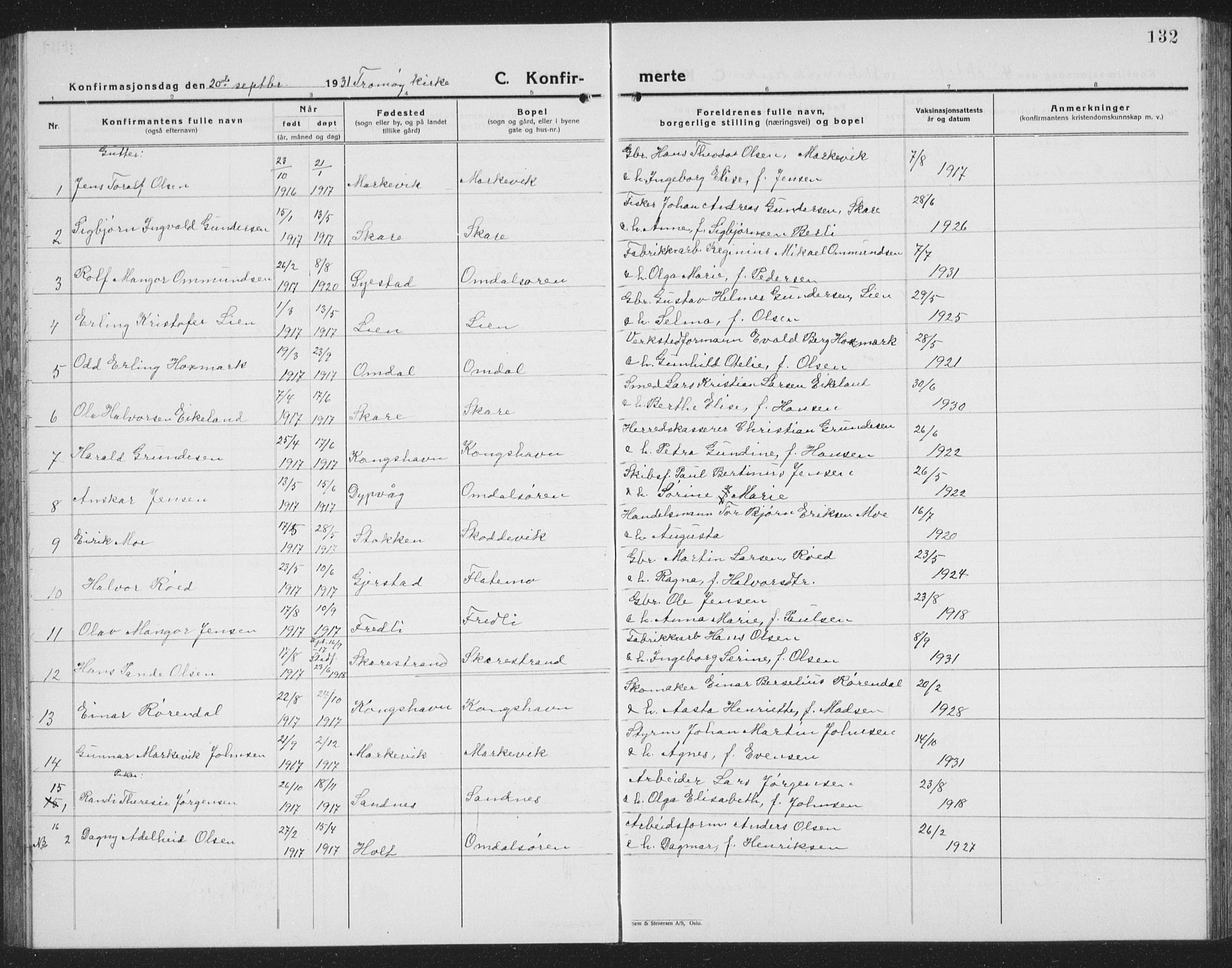 Tromøy sokneprestkontor, SAK/1111-0041/F/Fb/L0008: Parish register (copy) no. B 8, 1925-1938, p. 132