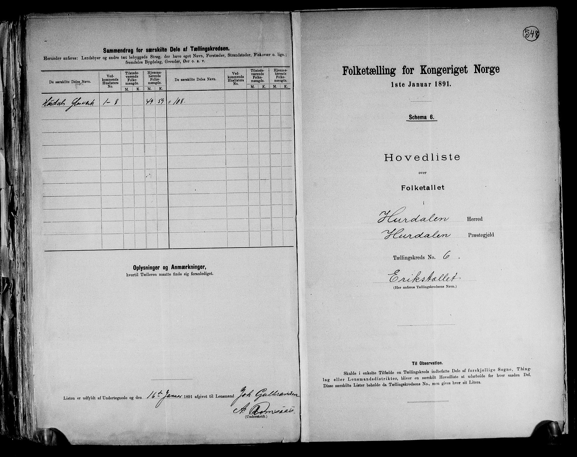 RA, 1891 census for 0239 Hurdal, 1891, p. 15