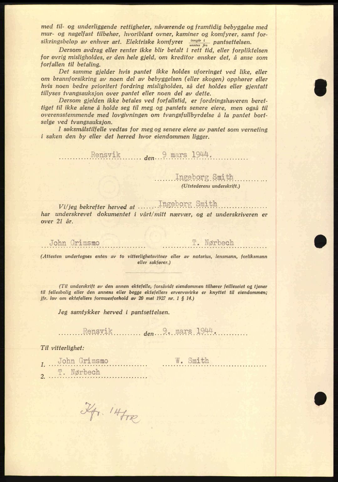 Nordmøre sorenskriveri, AV/SAT-A-4132/1/2/2Ca: Mortgage book no. B91, 1943-1944, Diary no: : 427/1944