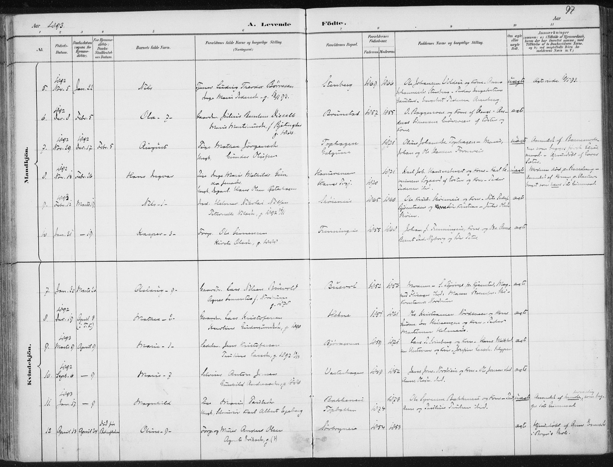 Romedal prestekontor, AV/SAH-PREST-004/K/L0010: Parish register (official) no. 10, 1880-1895, p. 97