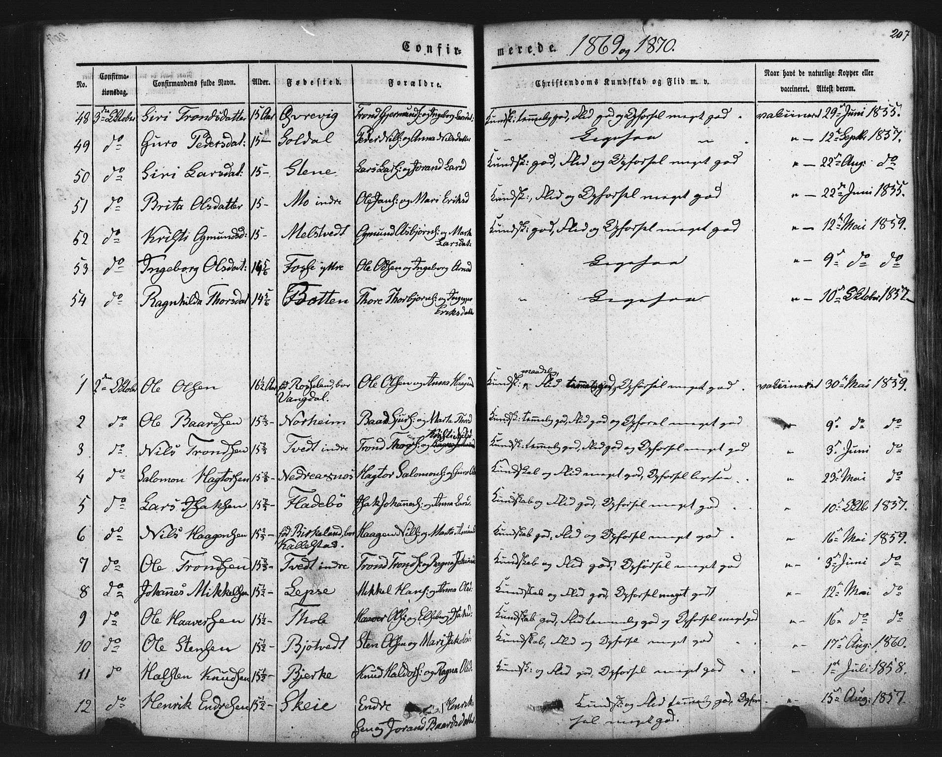 Kvam sokneprestembete, AV/SAB-A-76201/H/Haa: Parish register (official) no. A 9, 1864-1879, p. 207