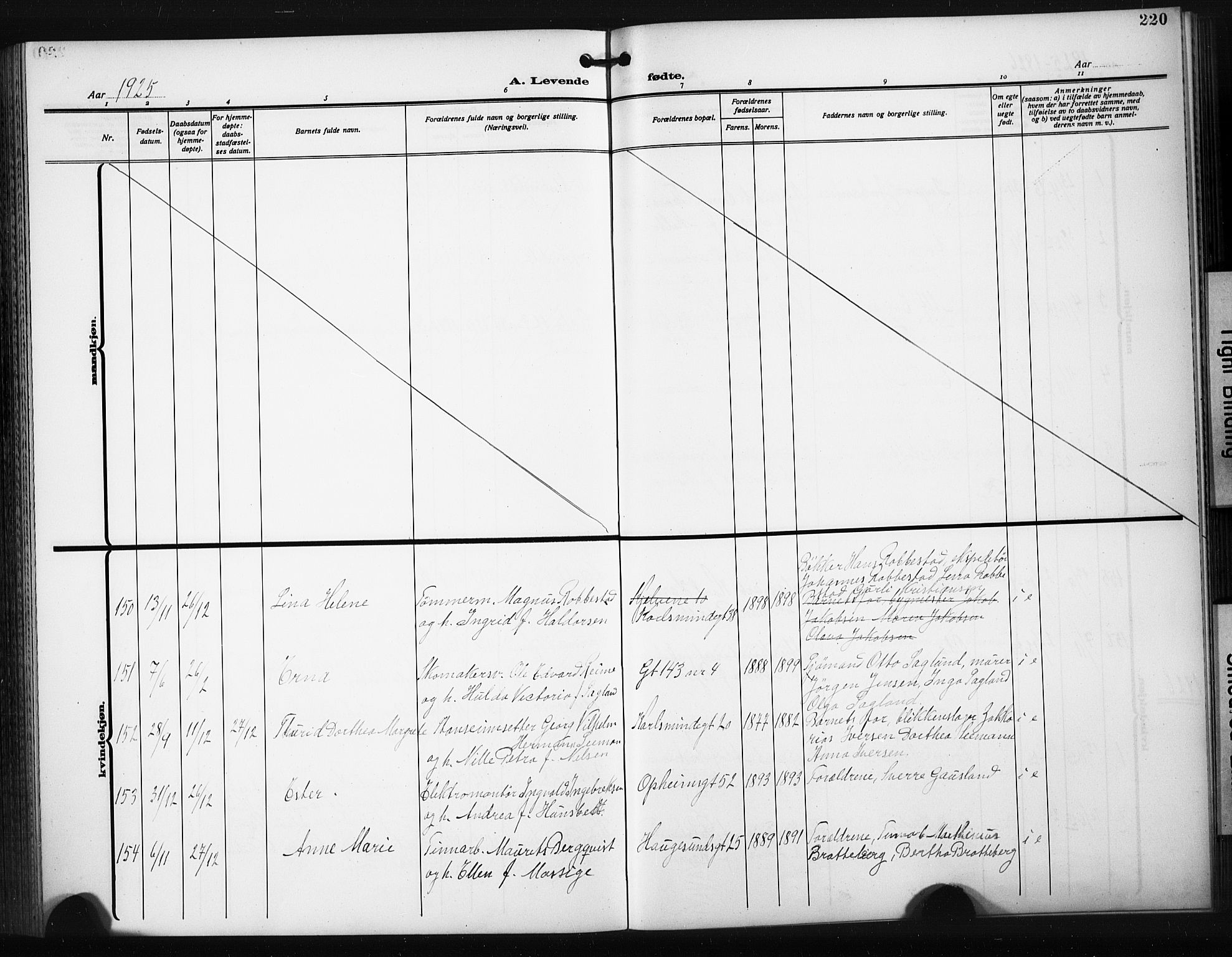 St. Johannes sokneprestkontor, AV/SAST-A-101814/001/30/30BB/L0008: Parish register (copy) no. B 8, 1918-1929, p. 220