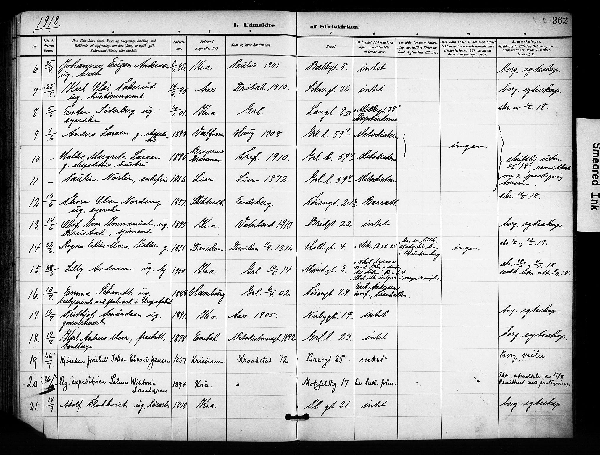 Grønland prestekontor Kirkebøker, SAO/A-10848/F/Fa/L0015: Parish register (official) no. 15, 1899-1919, p. 362