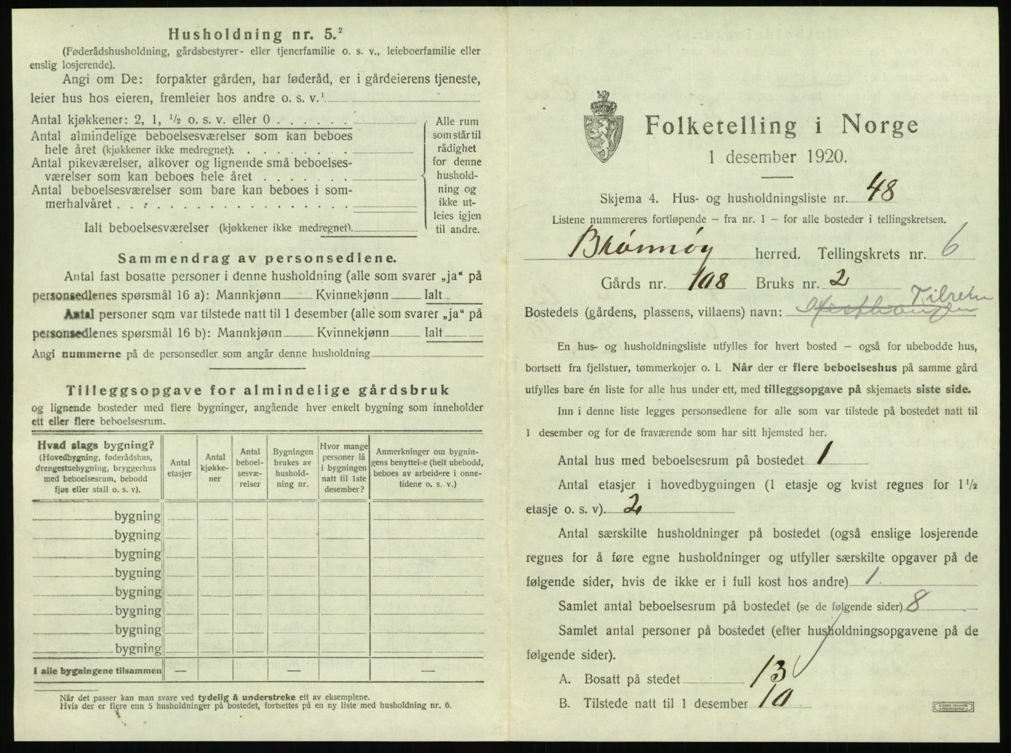 SAT, 1920 census for Brønnøy, 1920, p. 600