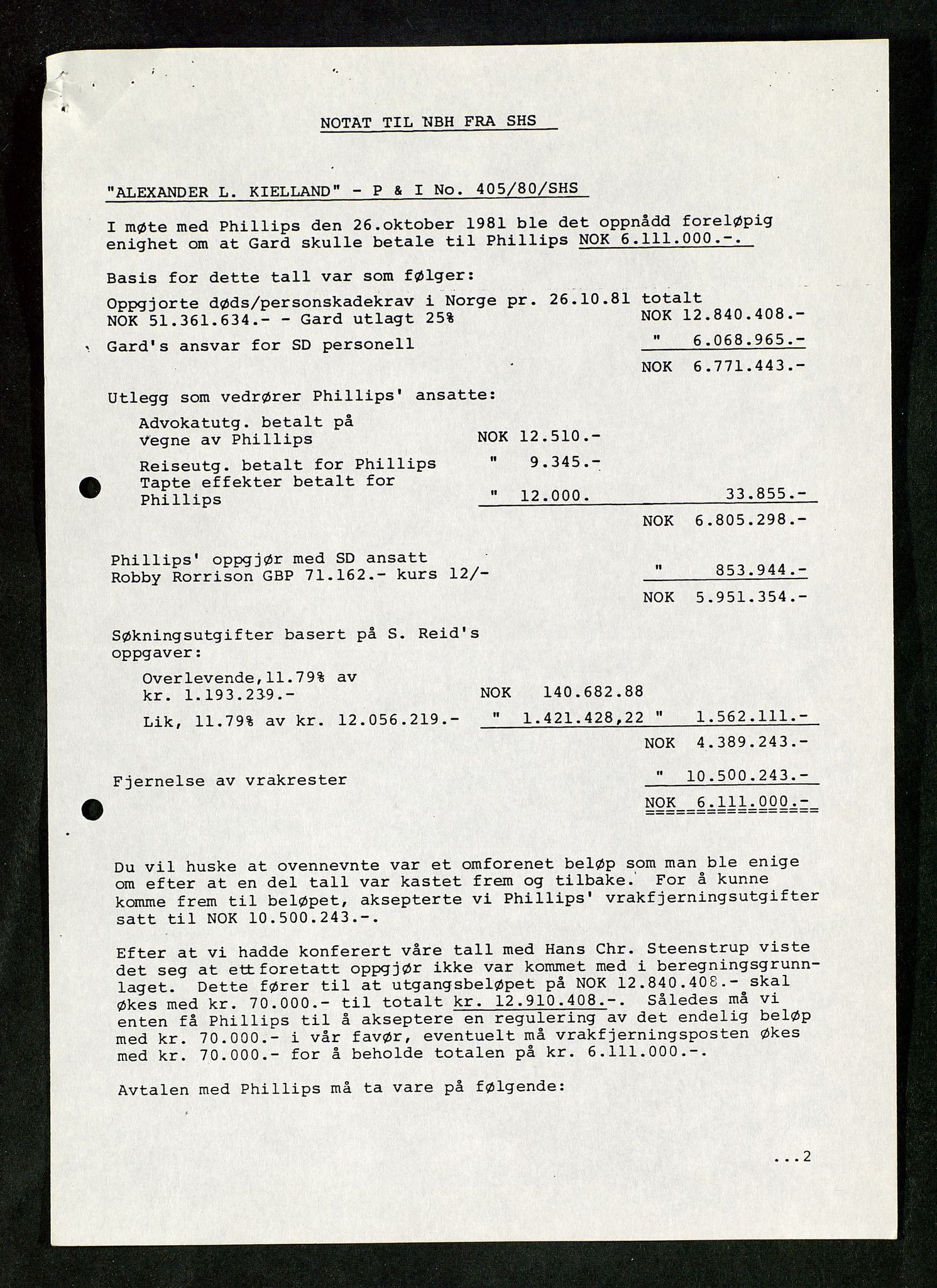 Pa 1503 - Stavanger Drilling AS, AV/SAST-A-101906/Da/L0017: Alexander L. Kielland - Saks- og korrespondansearkiv, 1981-1984, p. 57