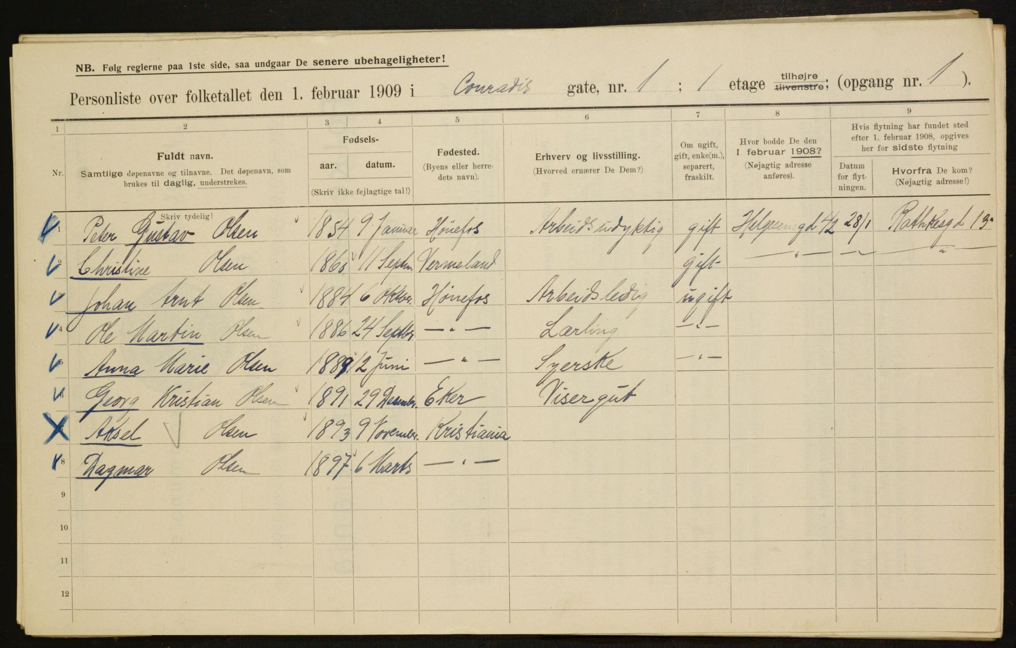 OBA, Municipal Census 1909 for Kristiania, 1909, p. 12042