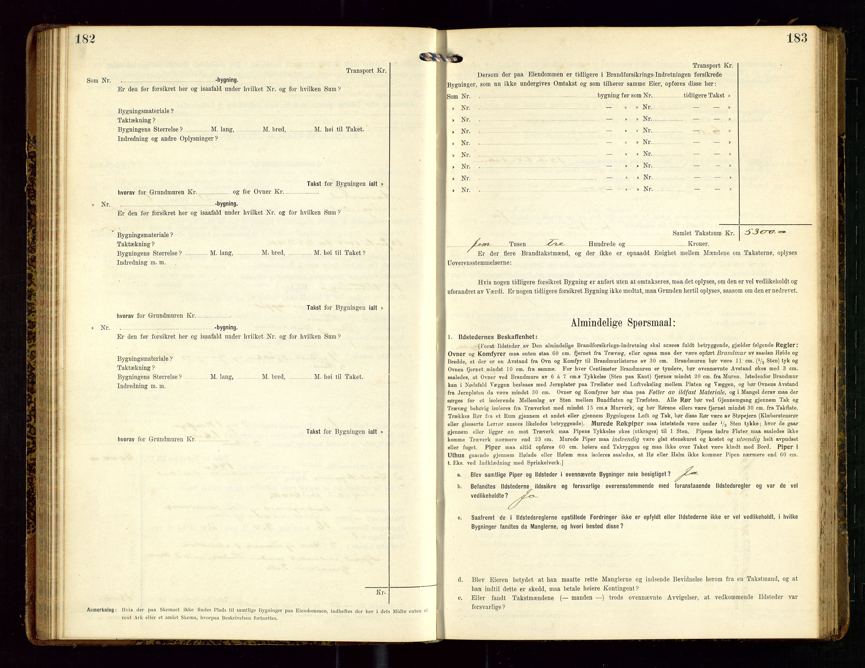 Sokndal lensmannskontor, AV/SAST-A-100417/Gob/L0003: "Brandtakst-Protokol", 1914-1917, p. 182-183