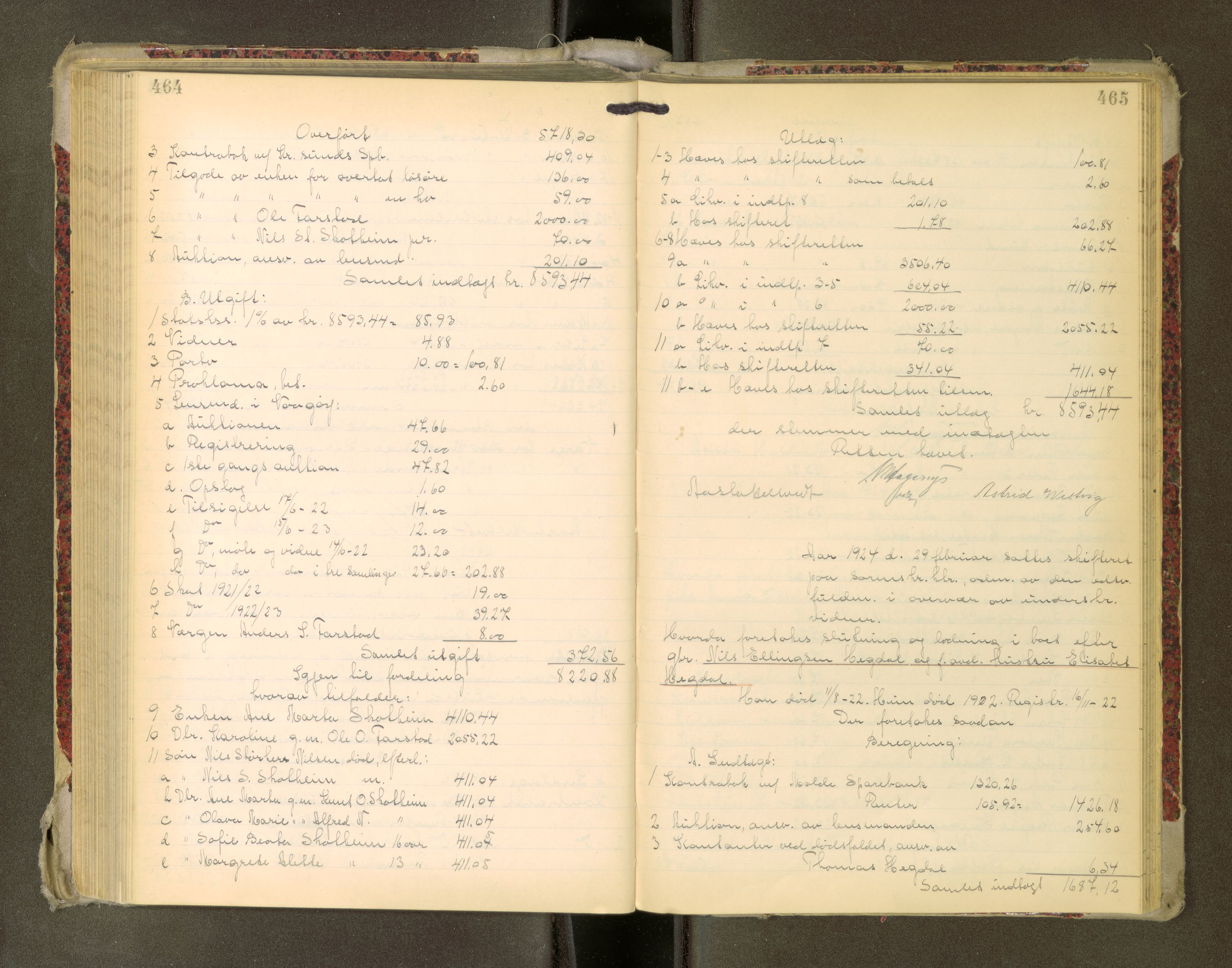 Romsdal sorenskriveri, AV/SAT-A-4149/1/3/3A/L0022: Skifteutlodnings Protokoll, 1920-1924, p. 464-465